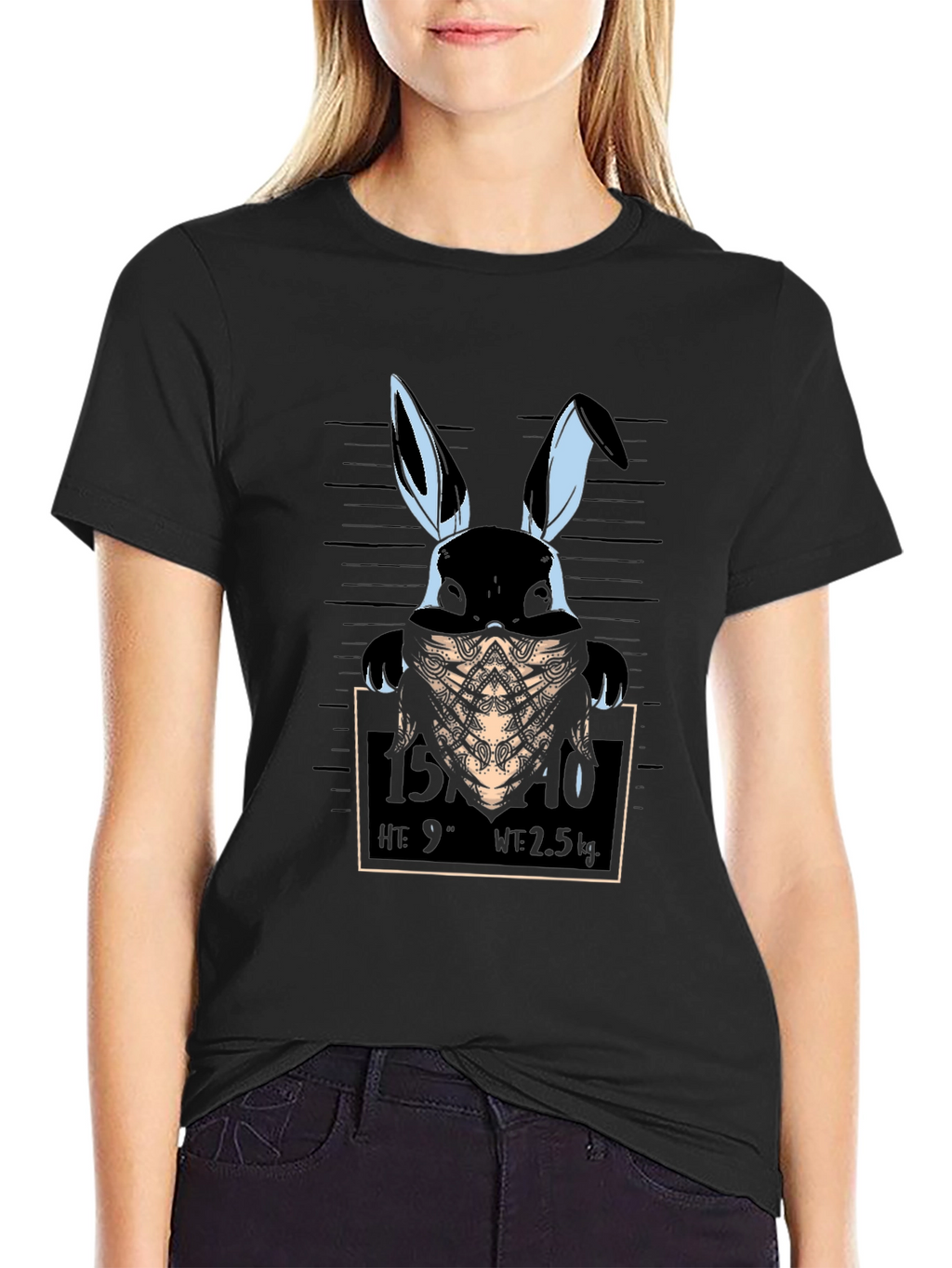 Gangster Rabbit Mugshot T-Shirt - Black