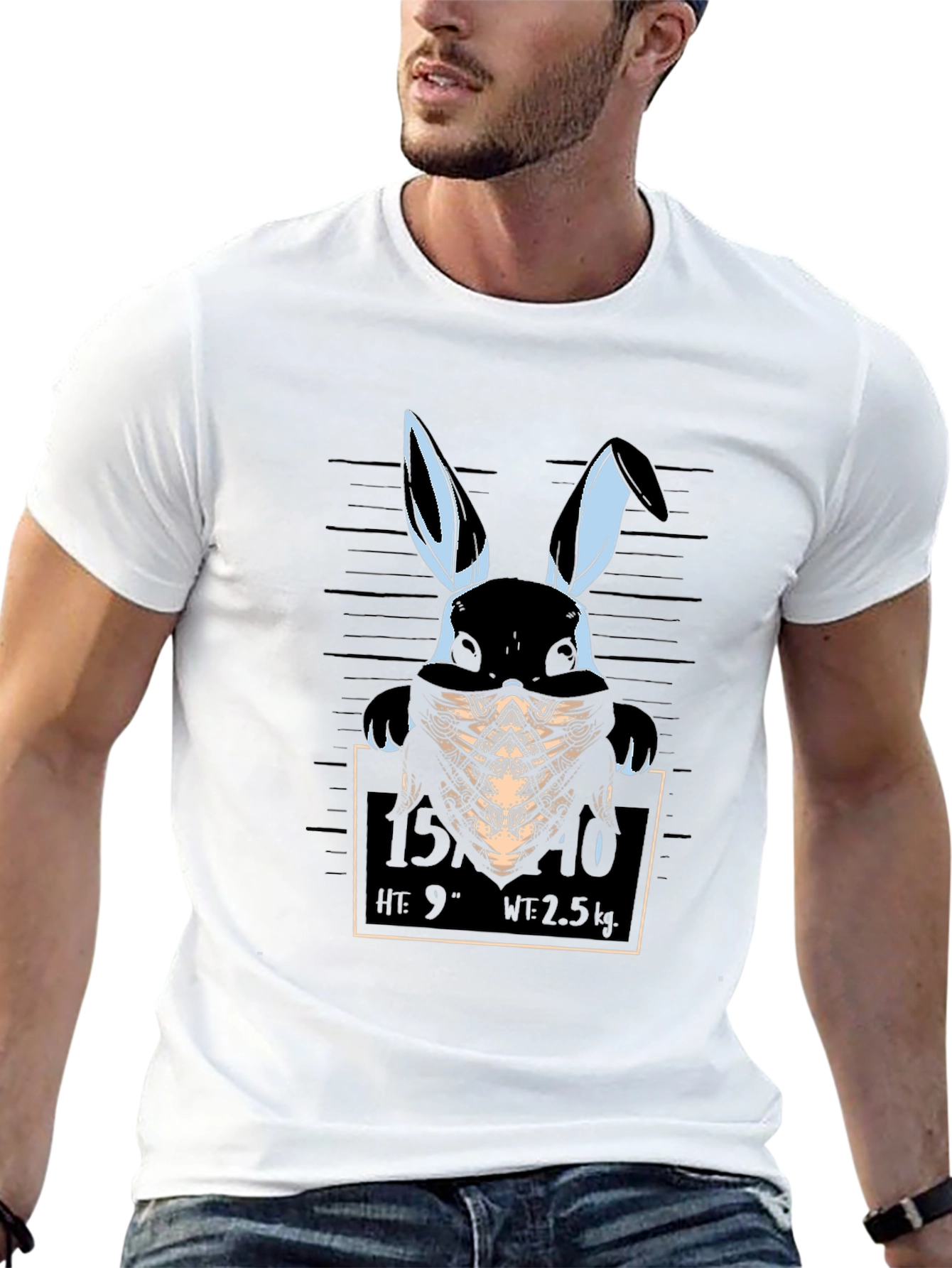 Gangster Rabbit Mugshot T-Shirt - Black