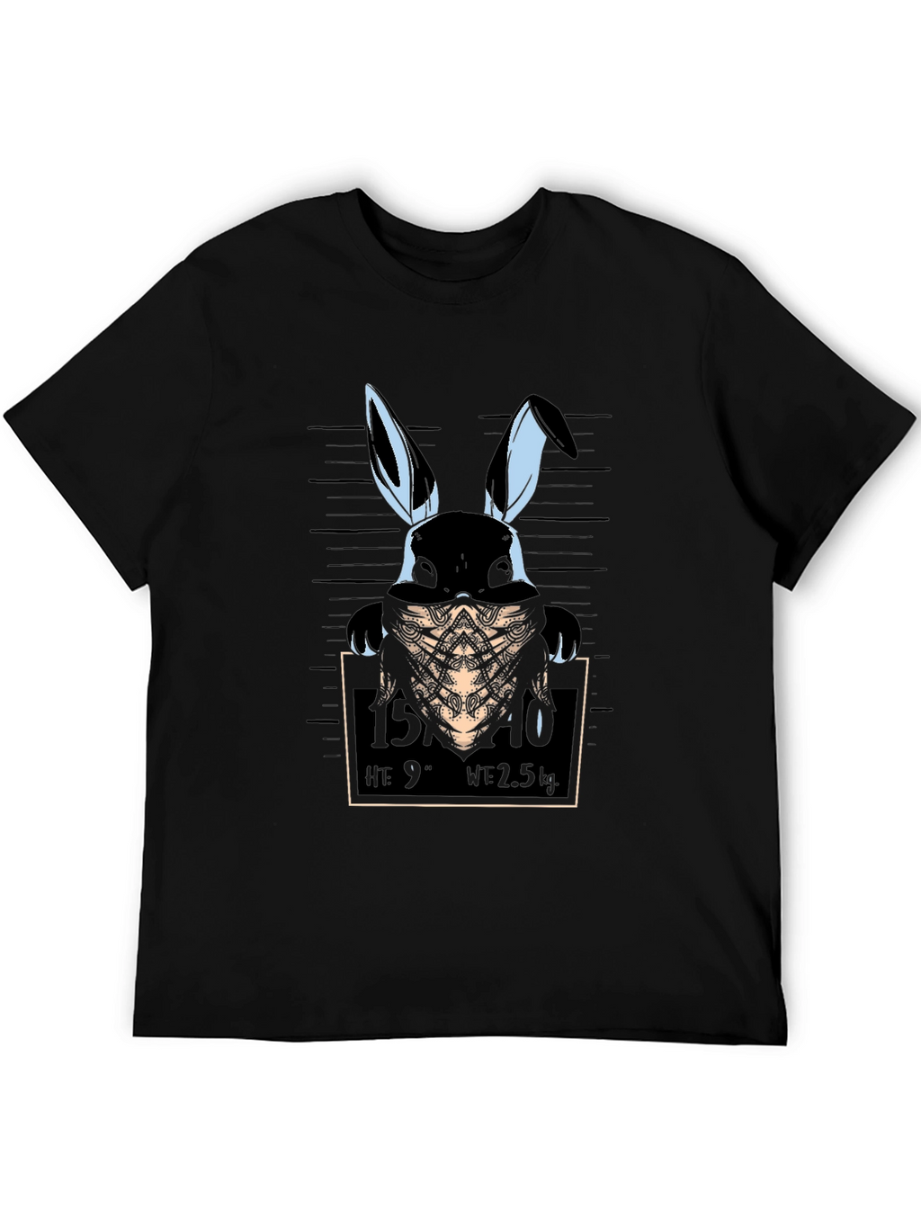 Gangster Rabbit Mugshot T-Shirt - Black