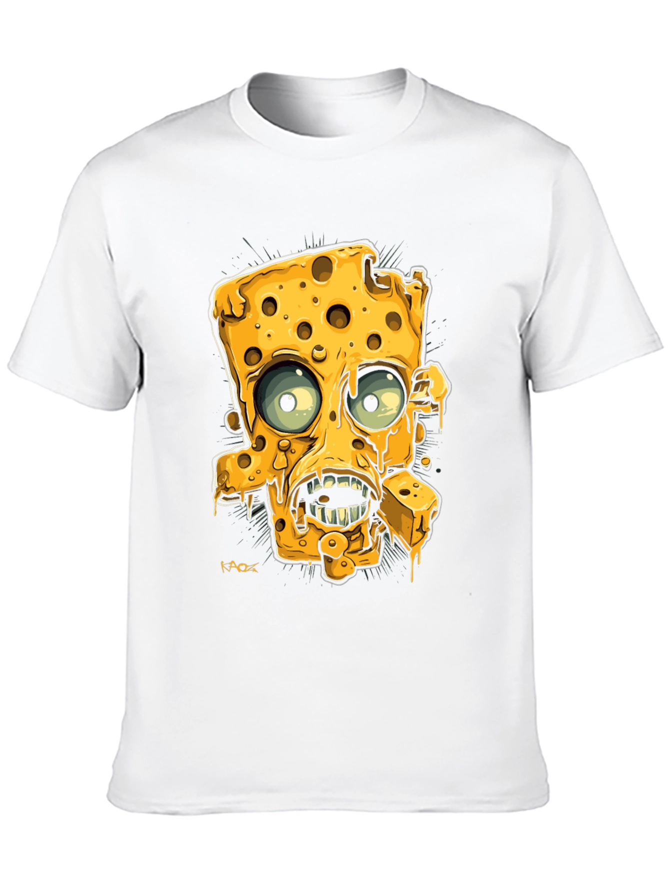 Cartoon Cheese Character Black Graphic Tee
