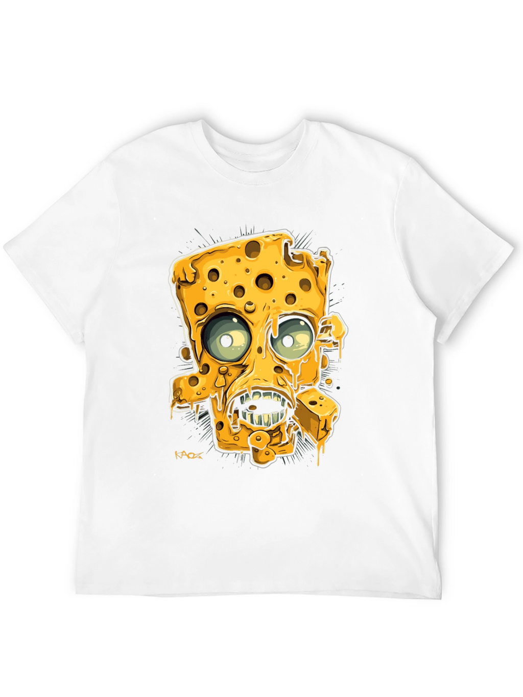 Cartoon Cheese Character Black Graphic Tee