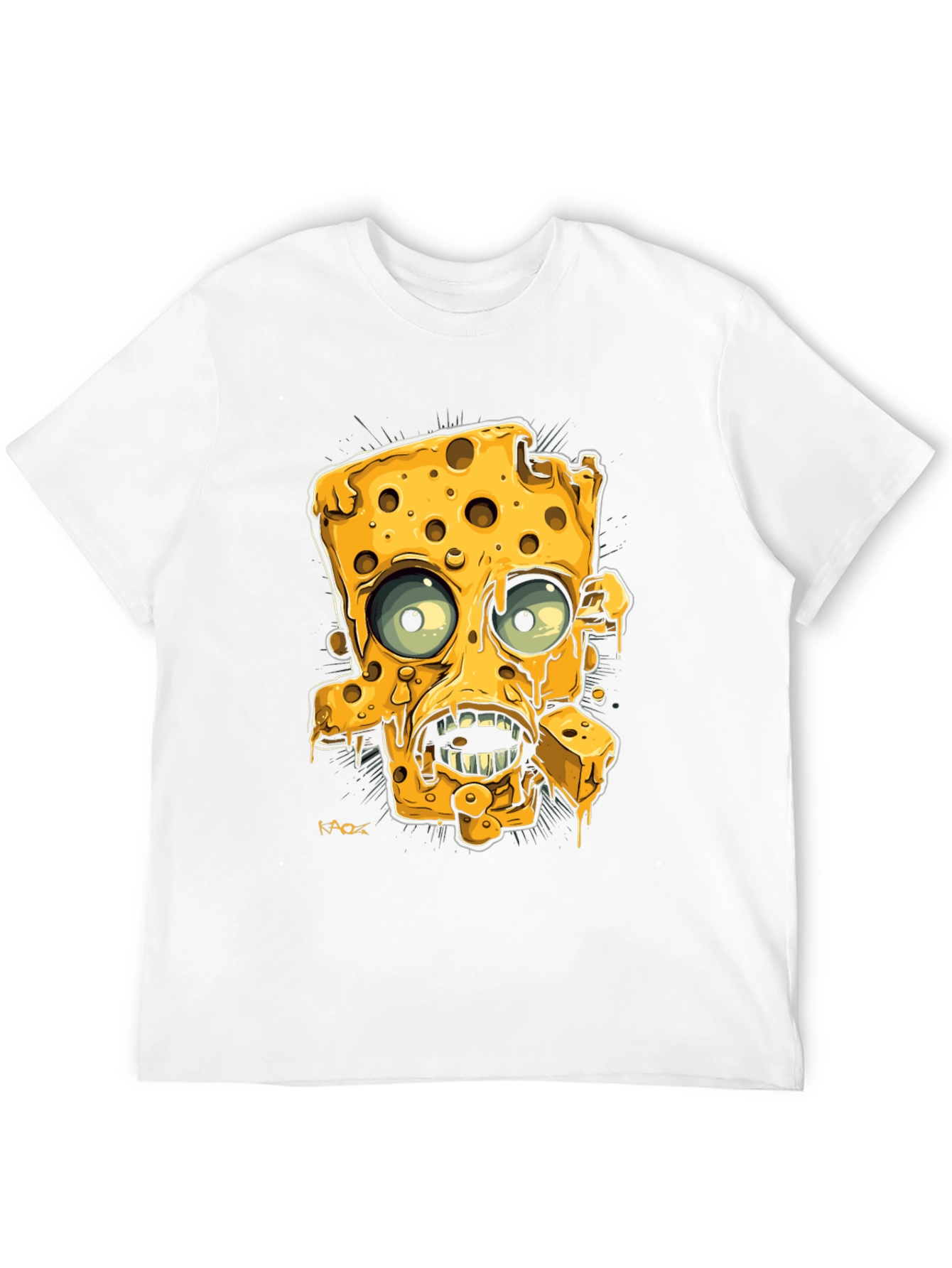 Cartoon Cheese Character Black Graphic Tee
