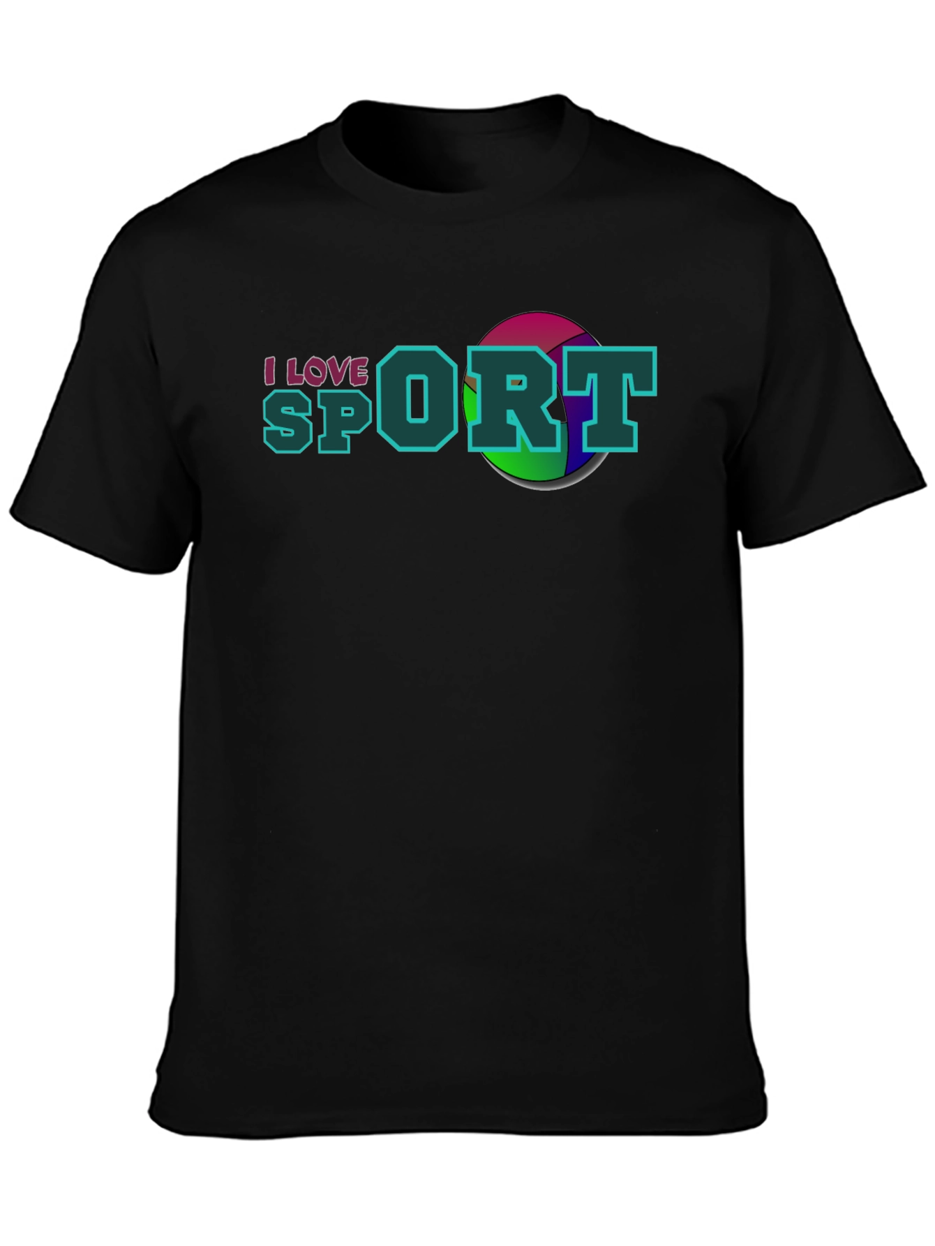 I Love Sport Graphic Black T-Shirt
