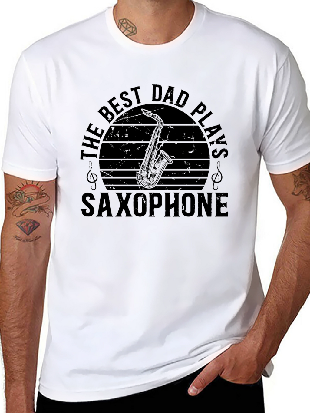 Best Dad Plays Saxophone Graphic Tee