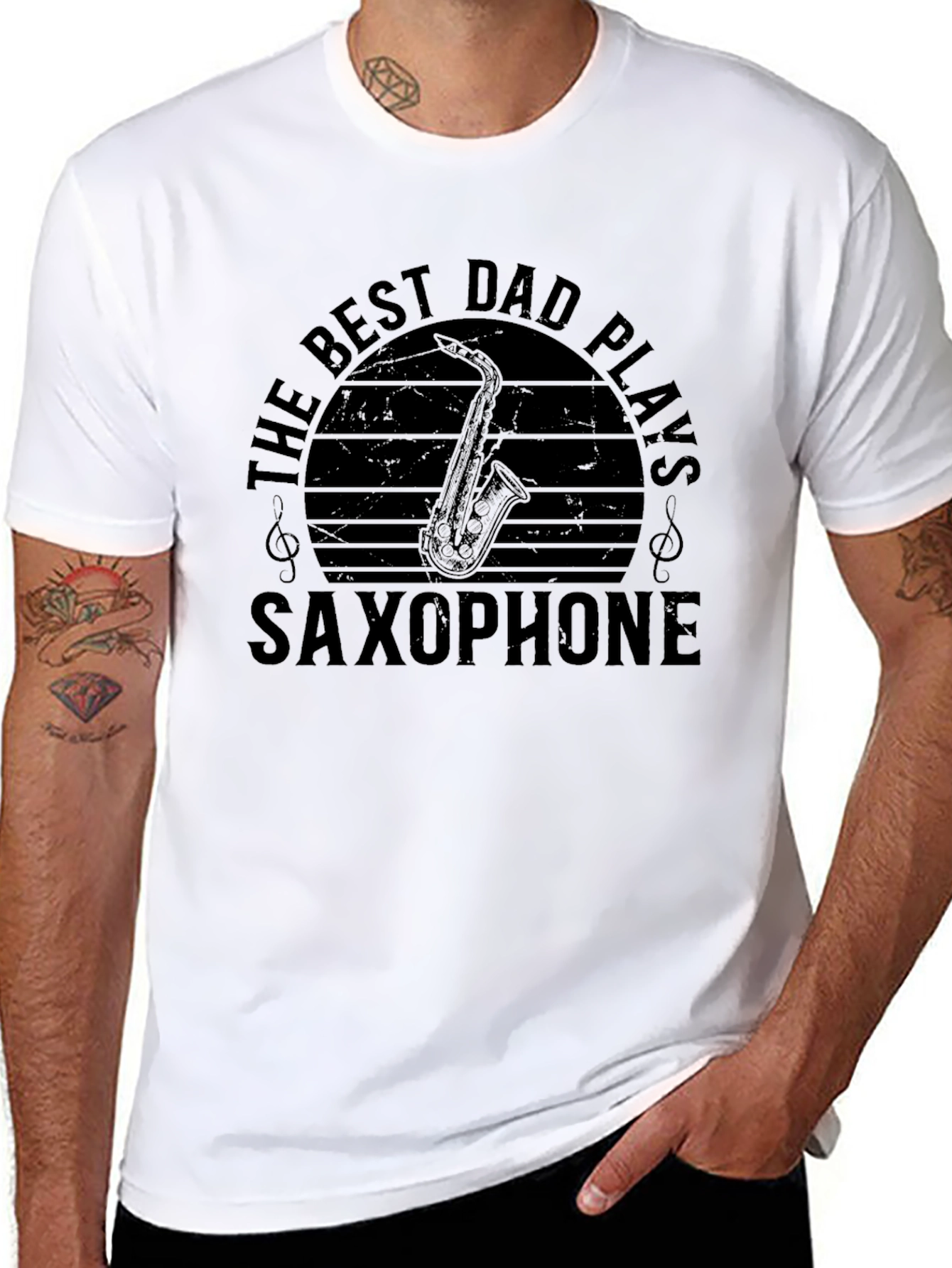 Best Dad Plays Saxophone Graphic Tee