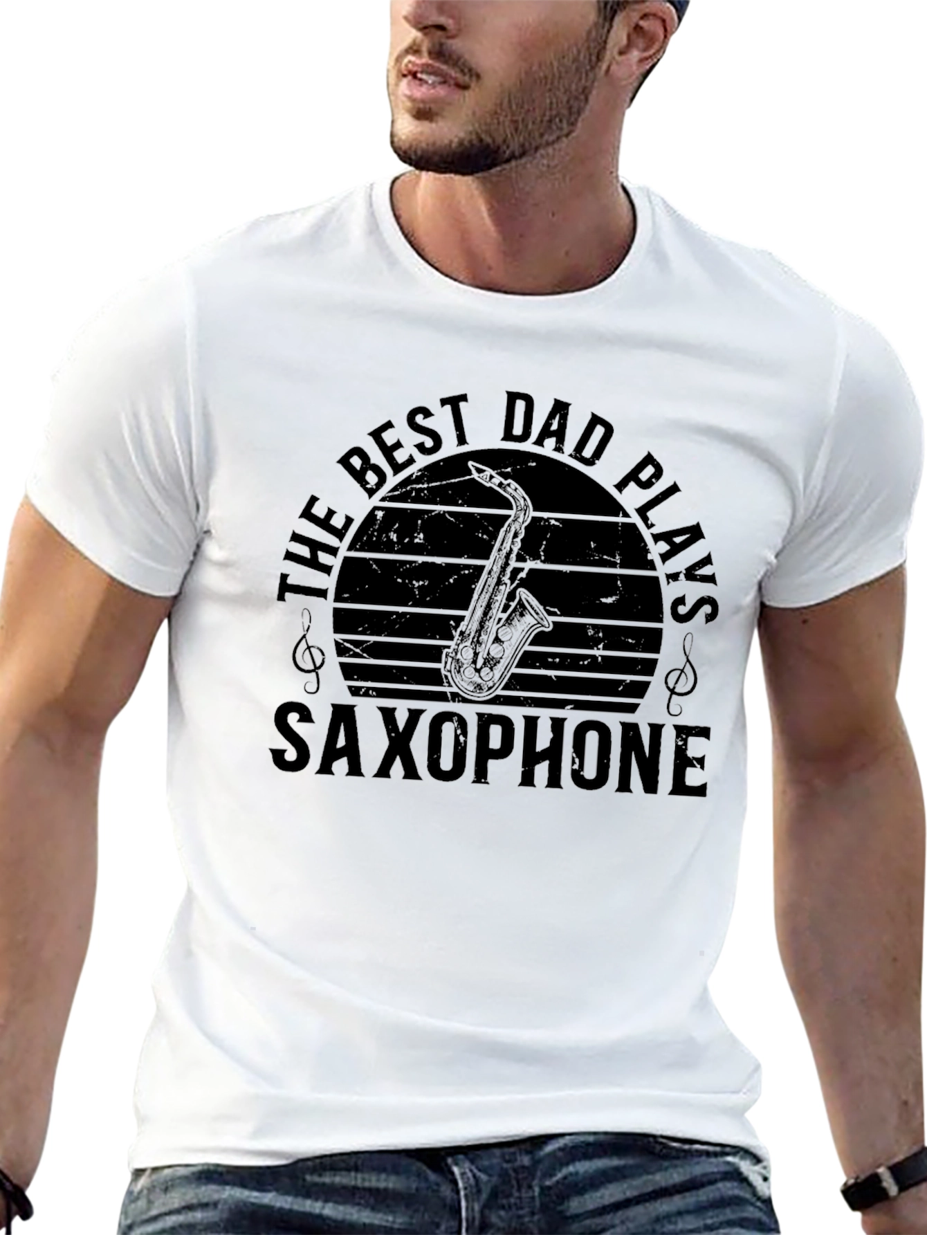 Best Dad Plays Saxophone Graphic Tee