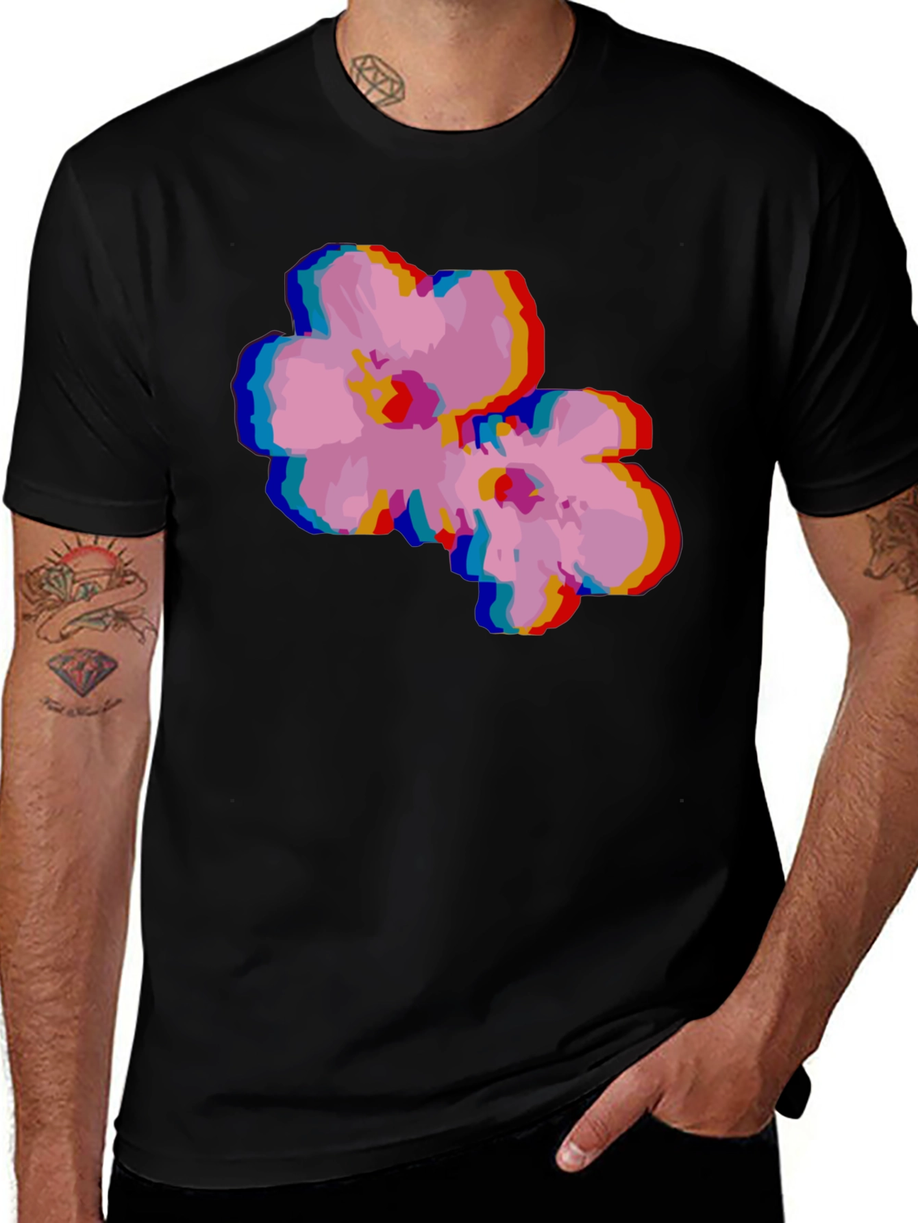 Retro Floral Glitch T-Shirt