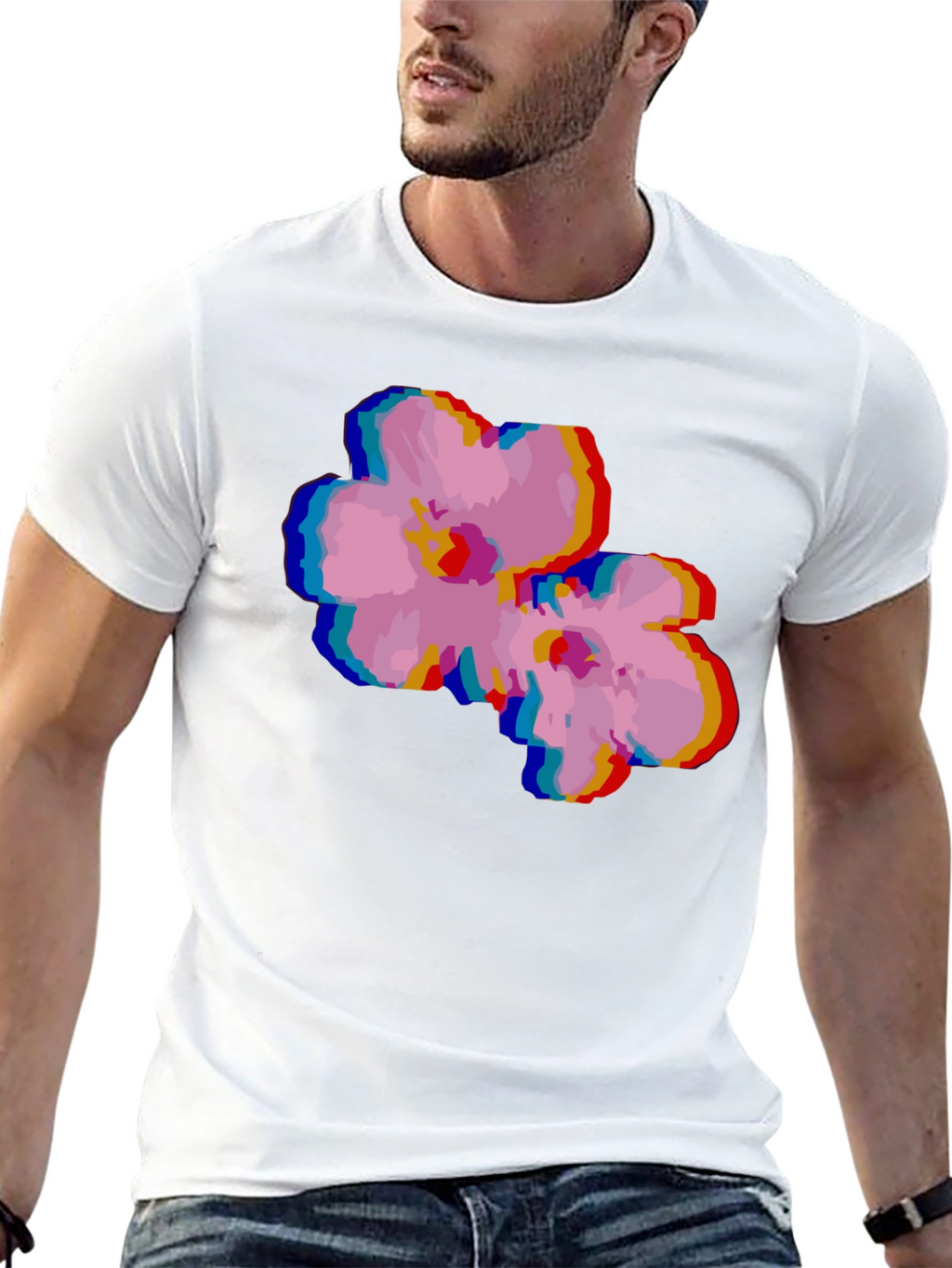 Retro Floral Glitch T-Shirt