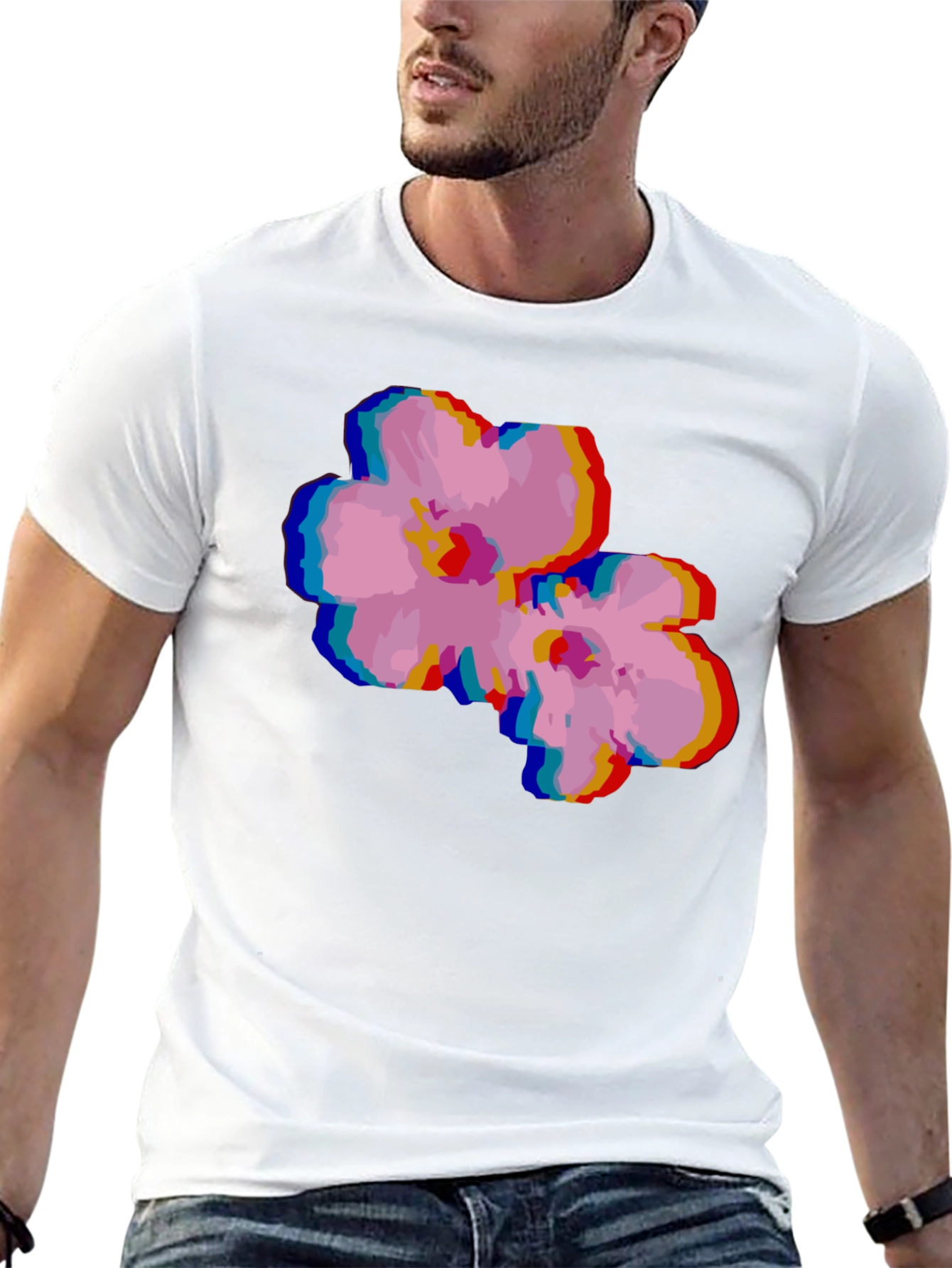 Retro Floral Glitch T-Shirt