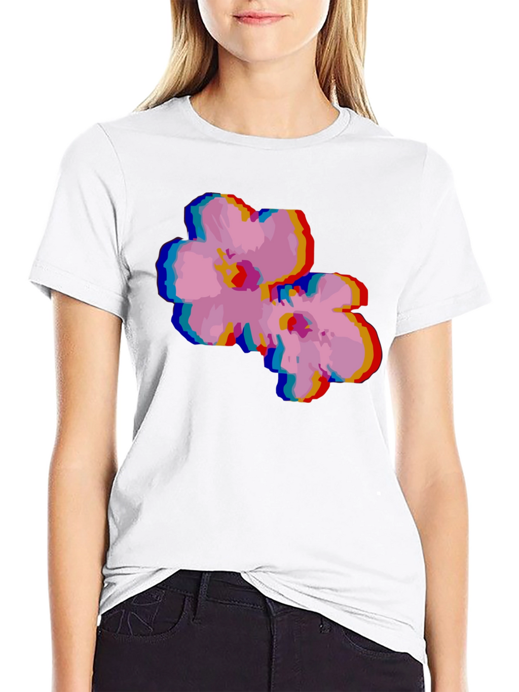 Retro Floral Glitch T-Shirt