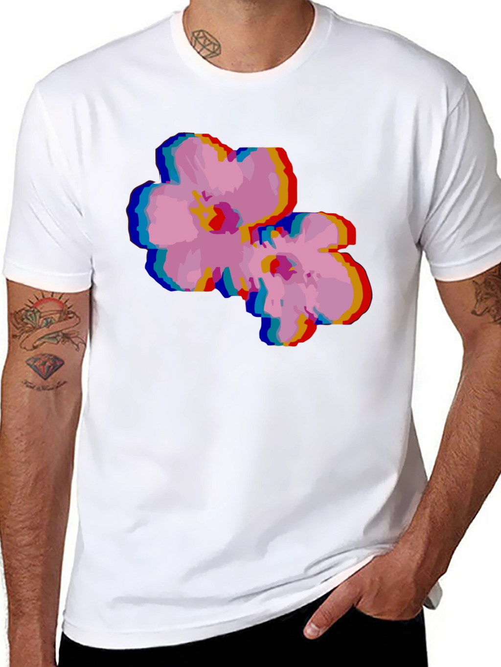 Retro Floral Glitch T-Shirt