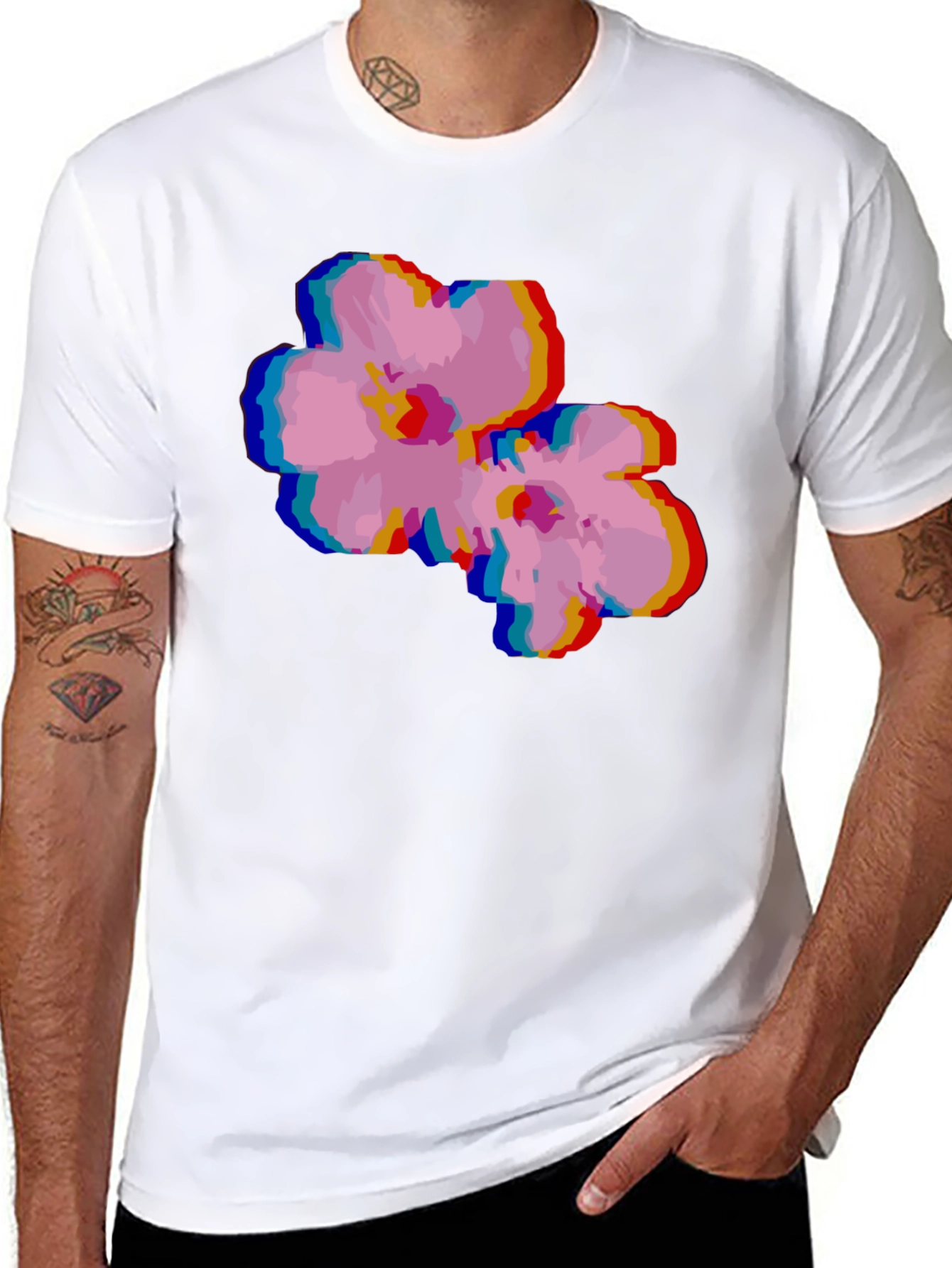Retro Floral Glitch T-Shirt