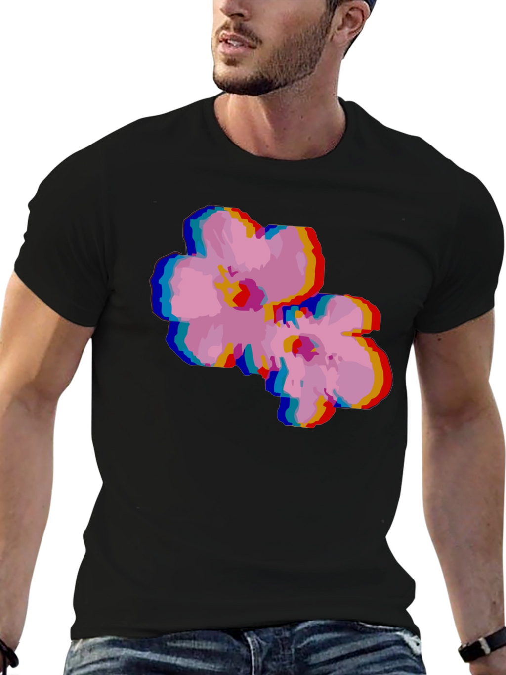 Retro Floral Glitch T-Shirt