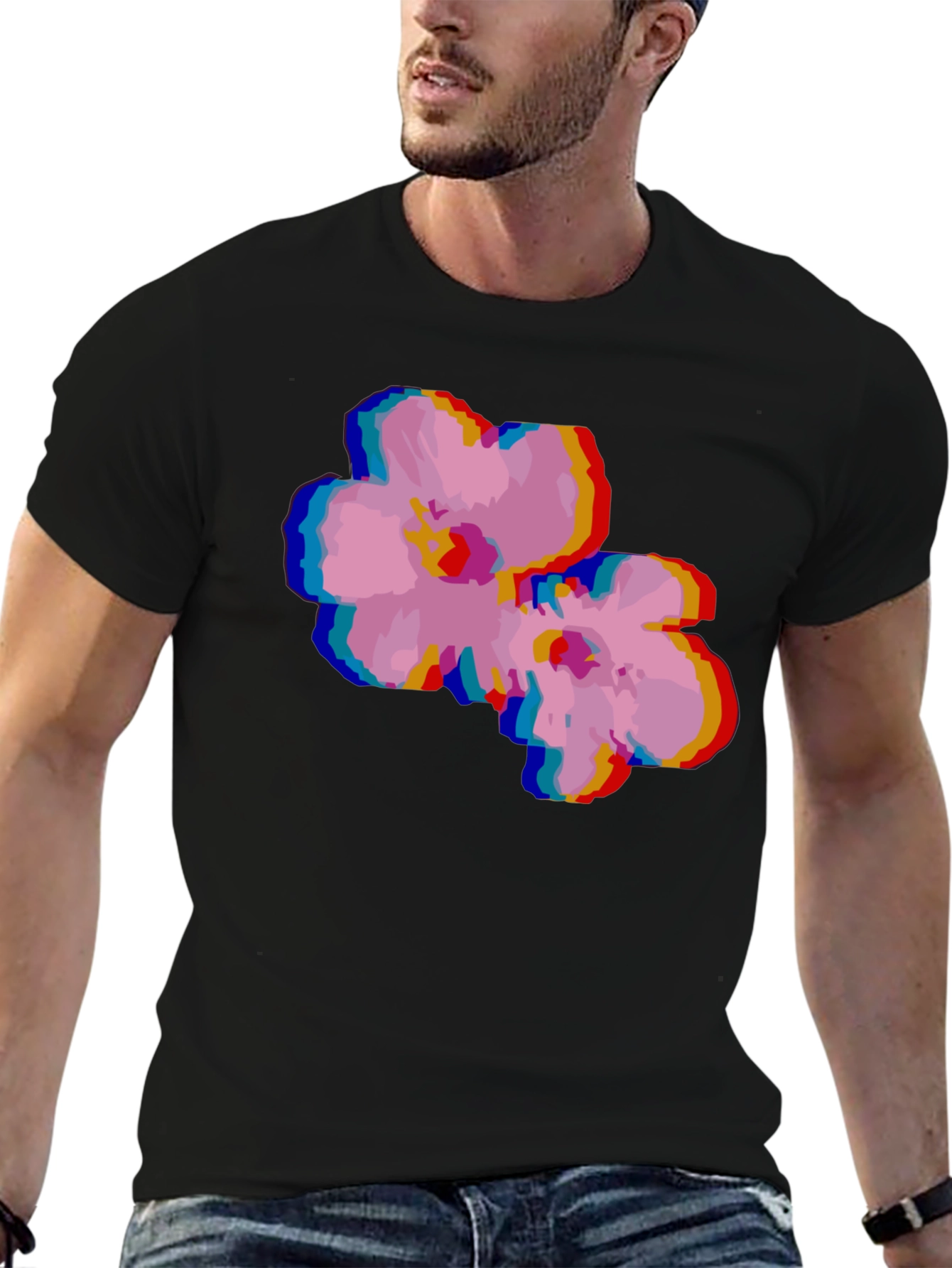 Retro Floral Glitch T-Shirt