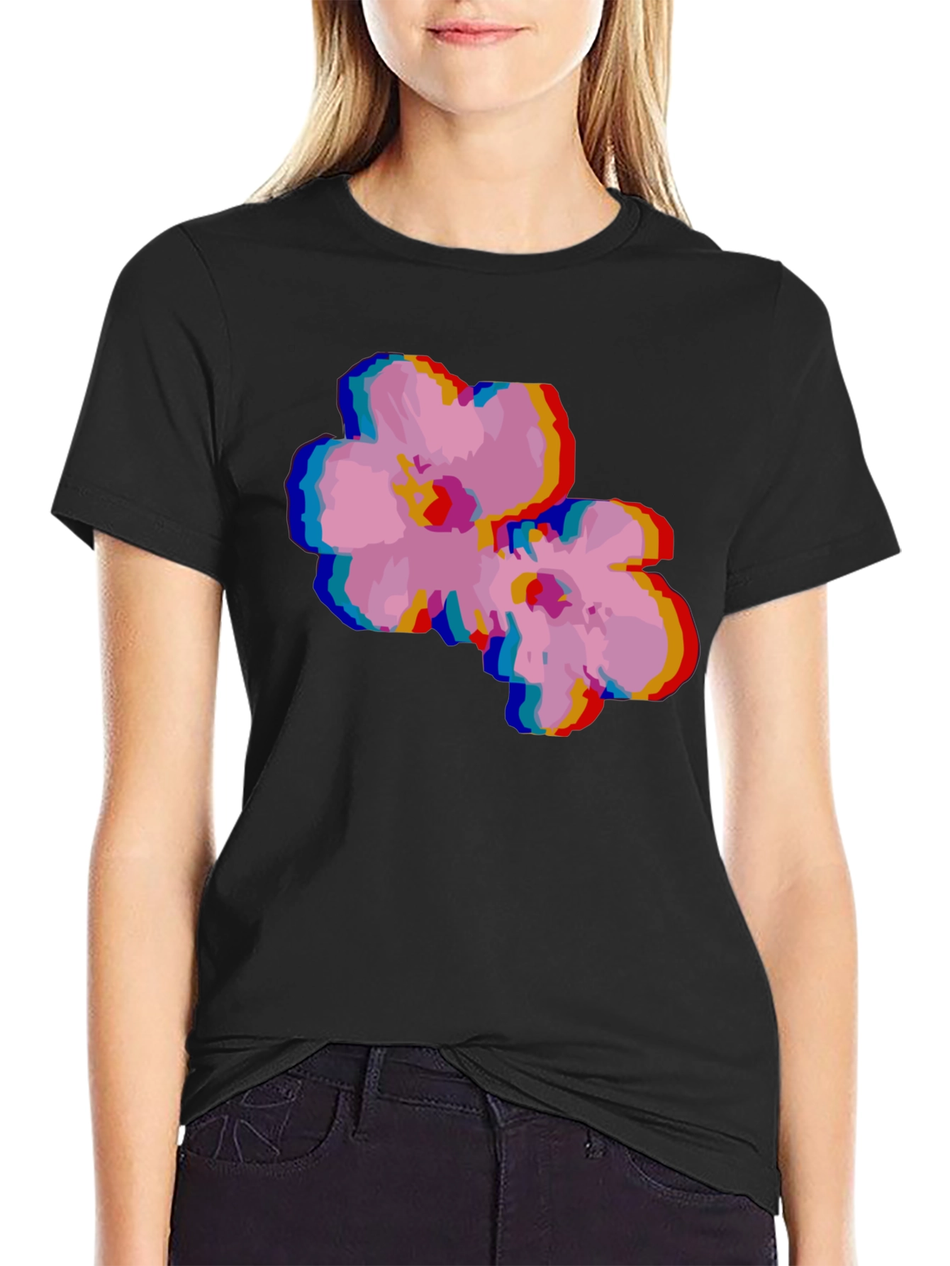 Retro Floral Glitch T-Shirt
