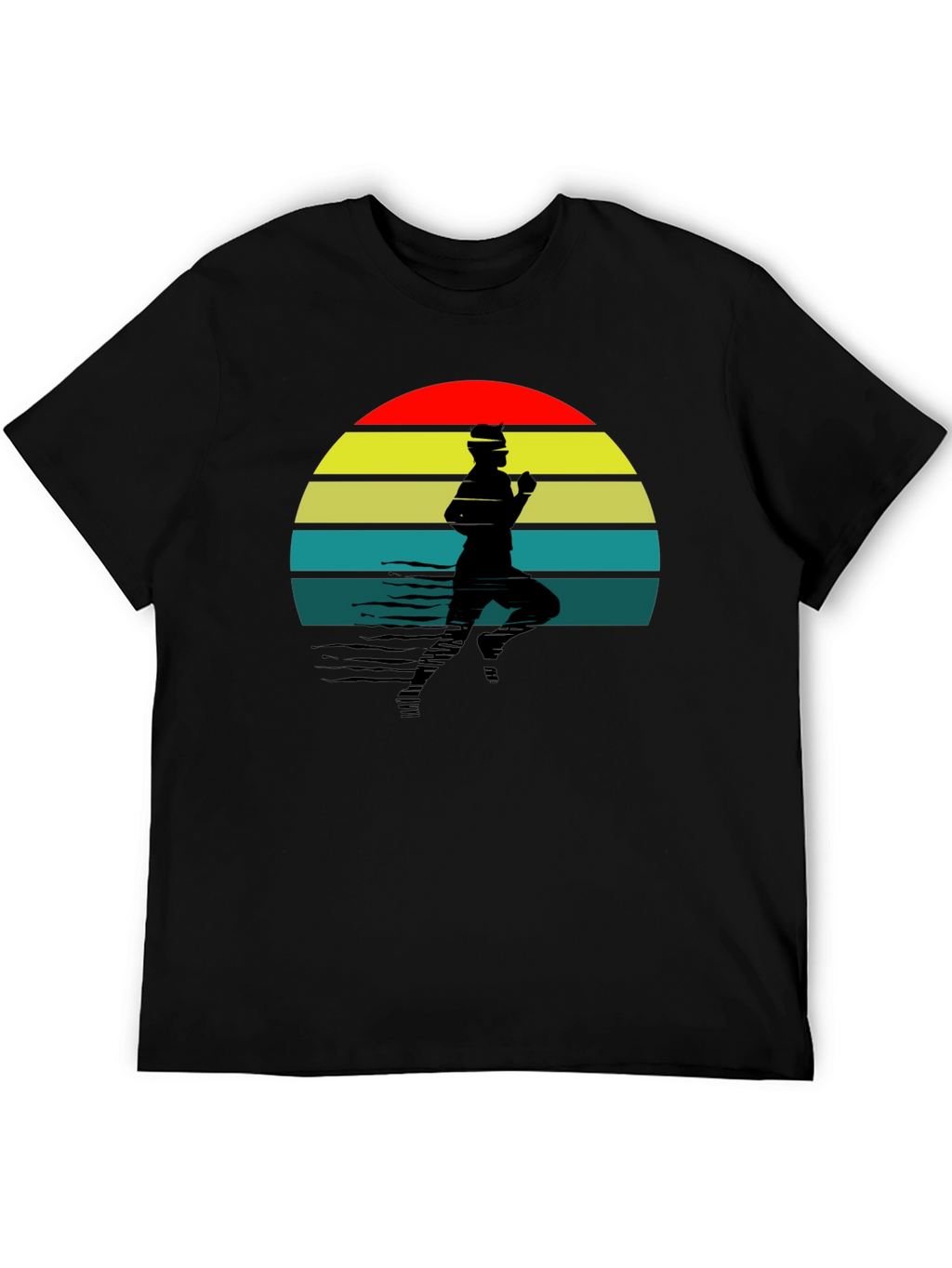 Retro Runner T-Shirt - Black Sunset Design