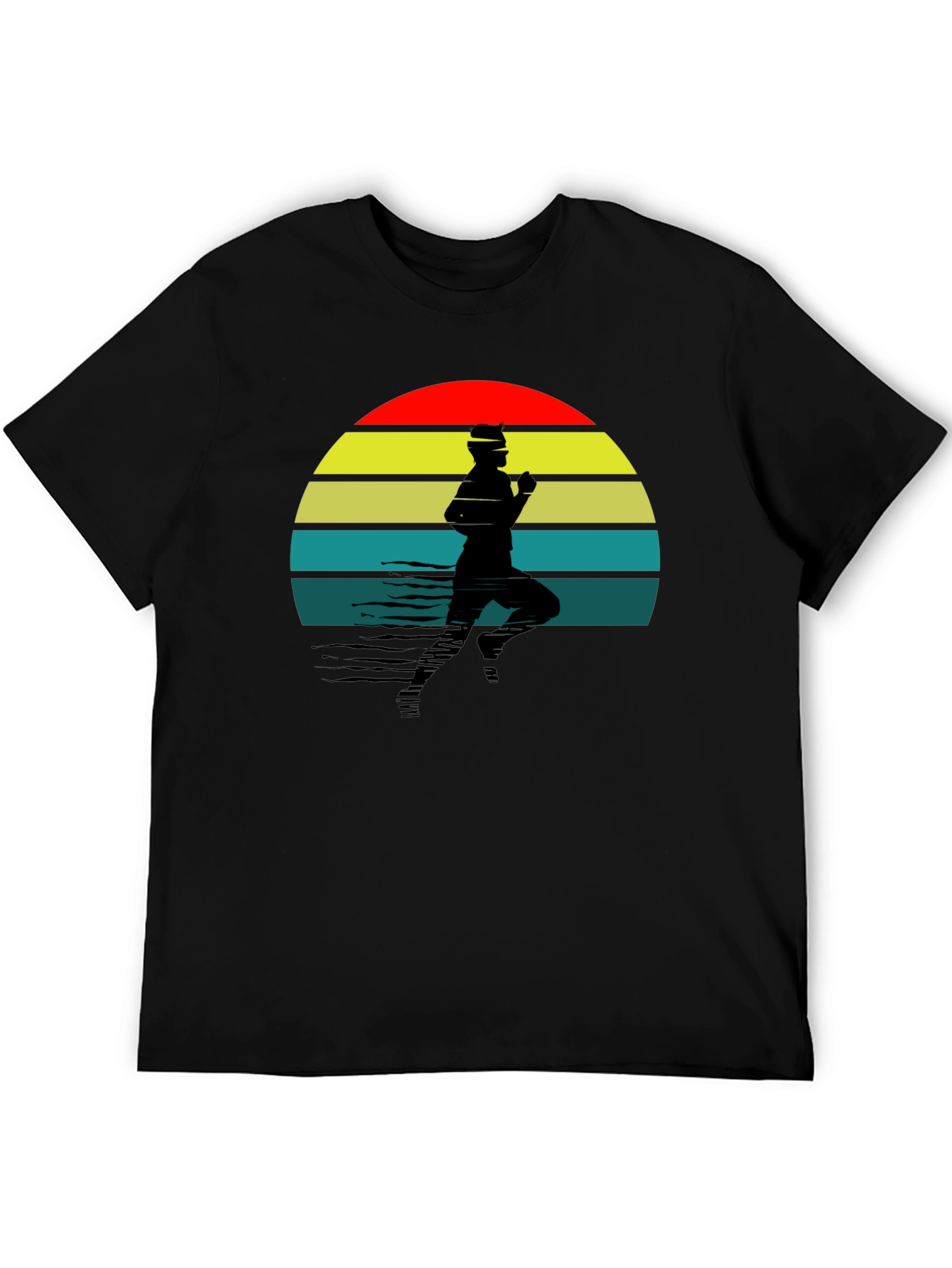 Retro Runner T-Shirt - Black Sunset Design