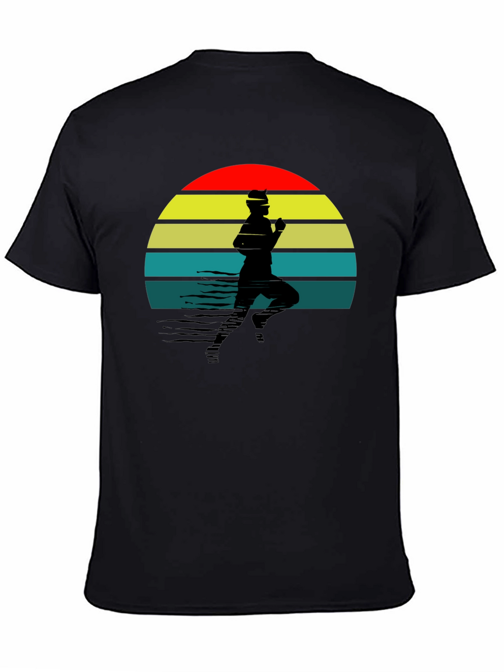 Retro Runner T-Shirt - Black Sunset Design