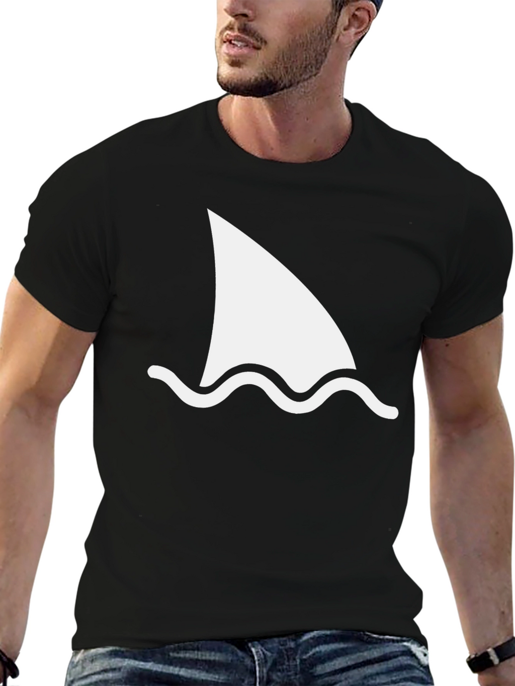 Shark Fin Graphic Tee - Black
