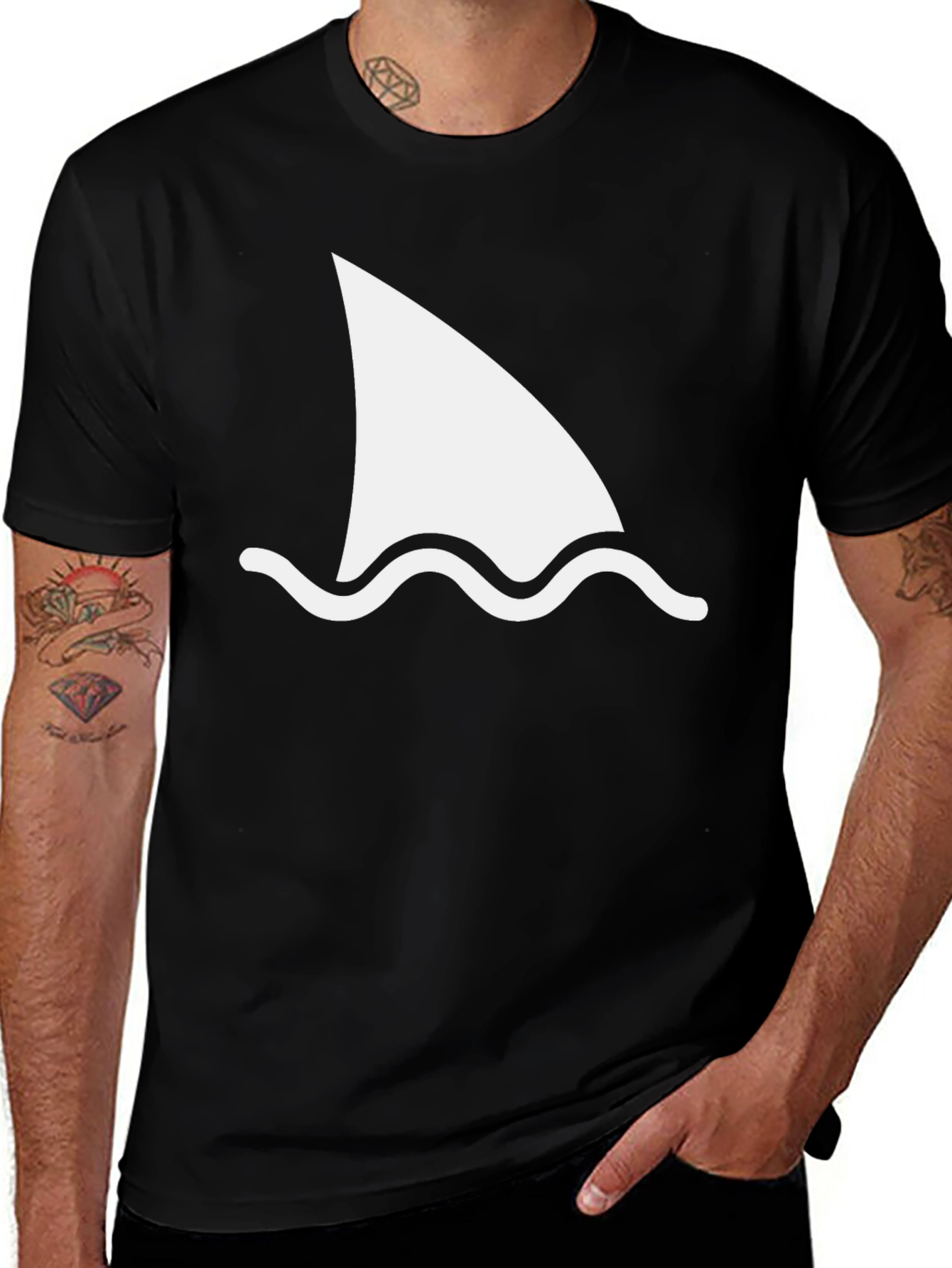 Shark Fin Graphic Tee - Black