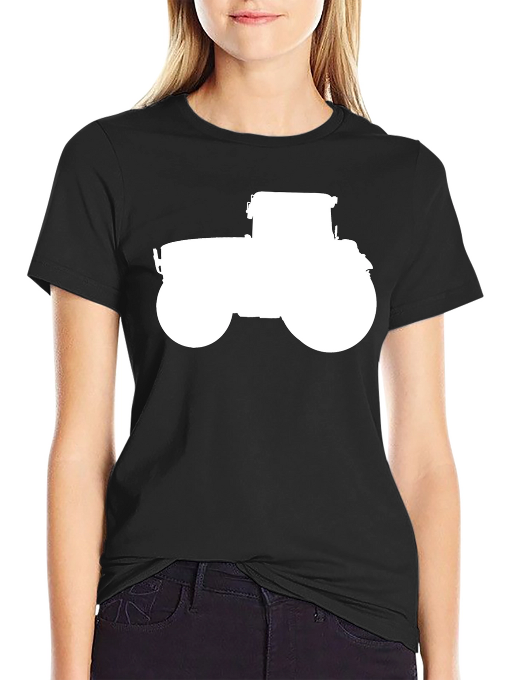 Tractor Graphic Tee - Black Cotton Casual Shirt