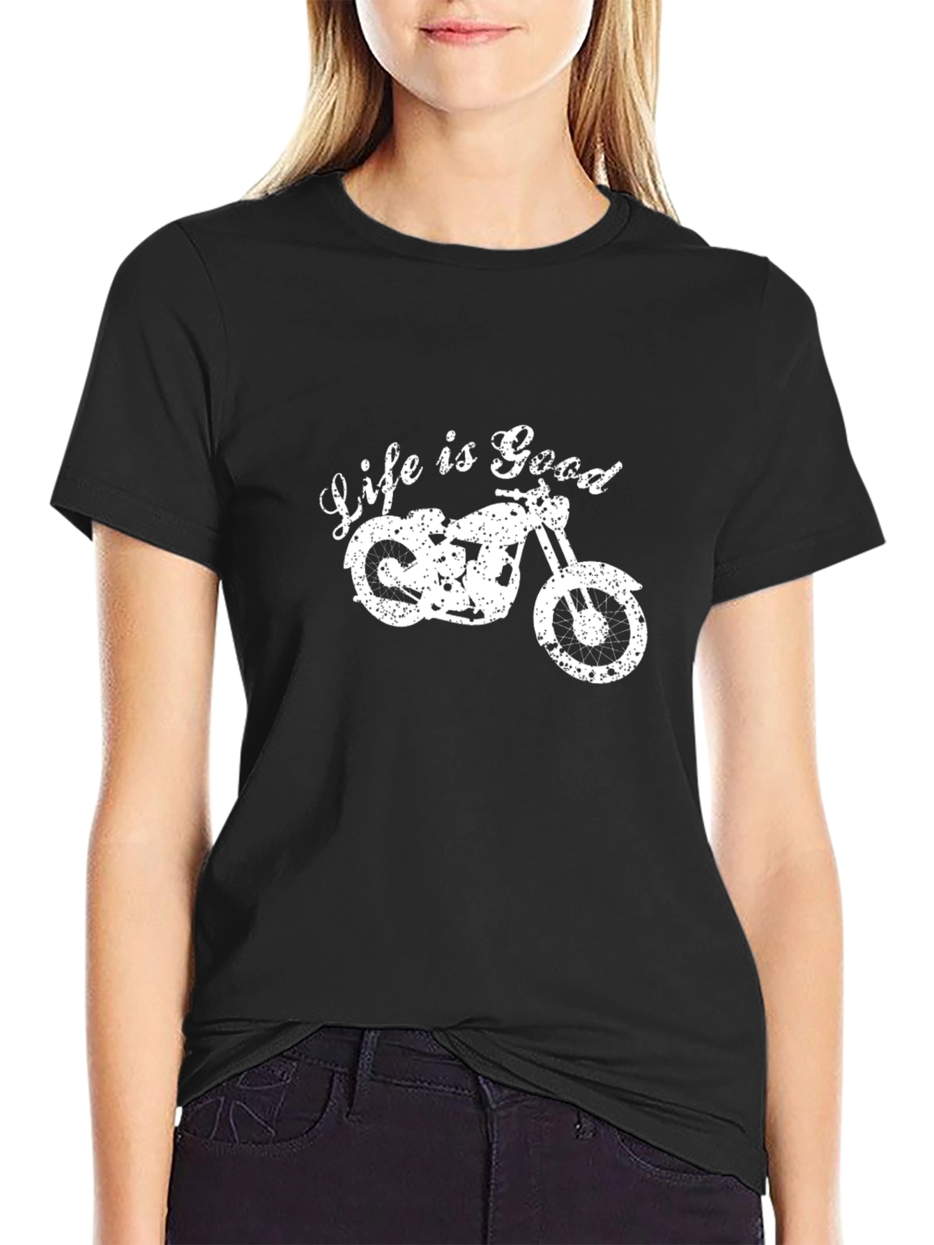 Life is Good Motorcycle Graphic Tee - Black