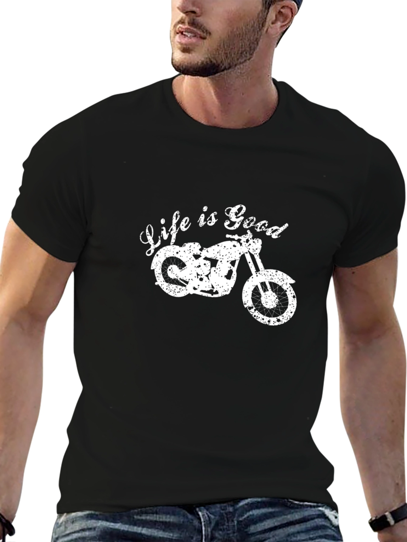 Life is Good Motorcycle Graphic Tee - Black
