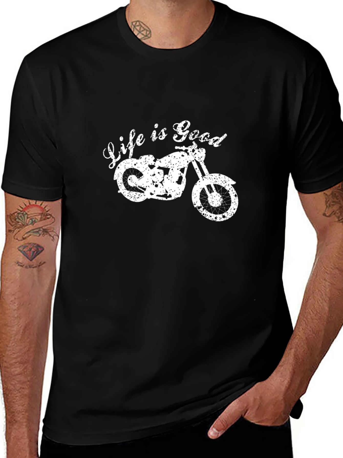 Life is Good Motorcycle Graphic Tee - Black