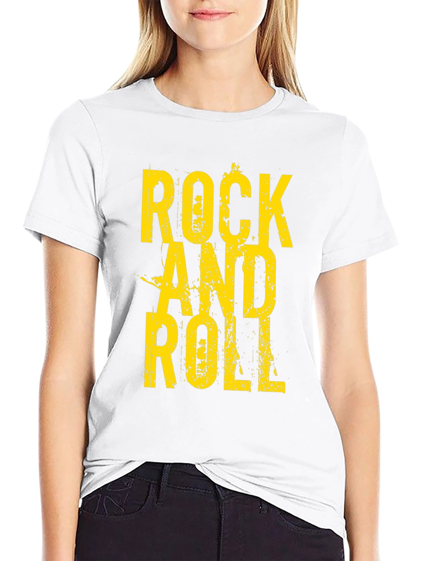 Rock and Roll Graphic Tee - Black Cotton T-Shirt