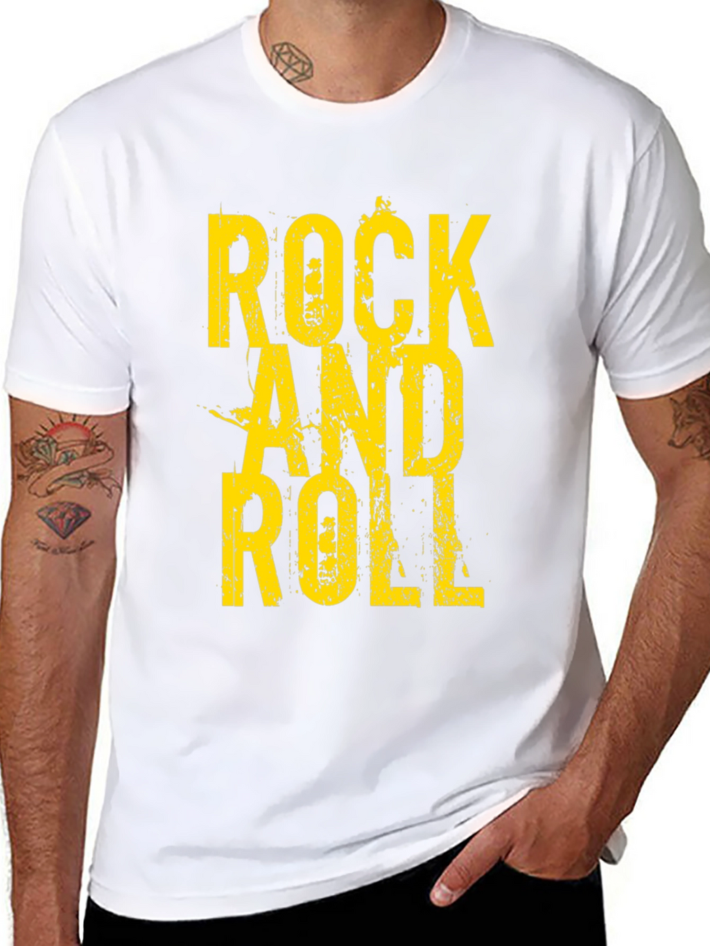 Rock and Roll Graphic Tee - Black Cotton T-Shirt