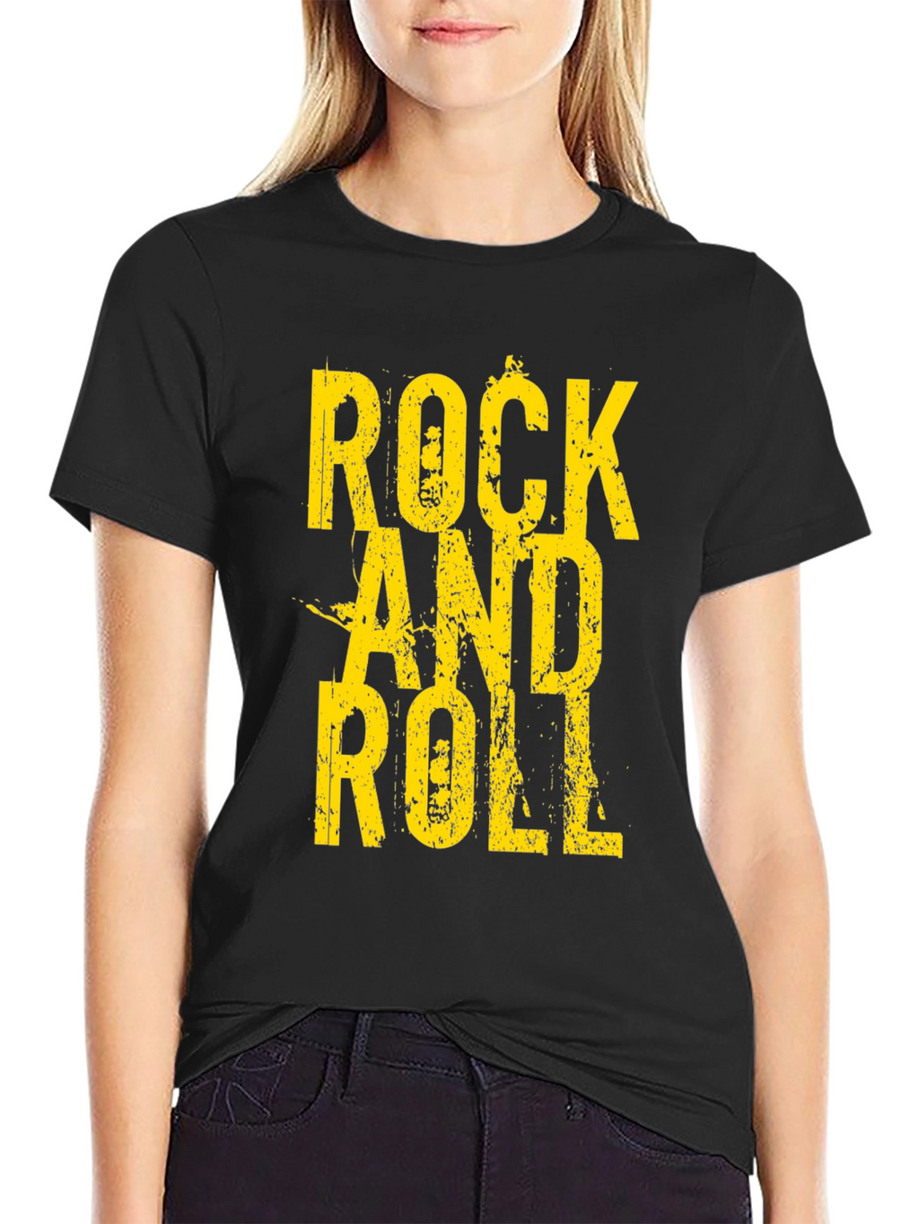Rock and Roll Graphic Tee - Black Cotton T-Shirt