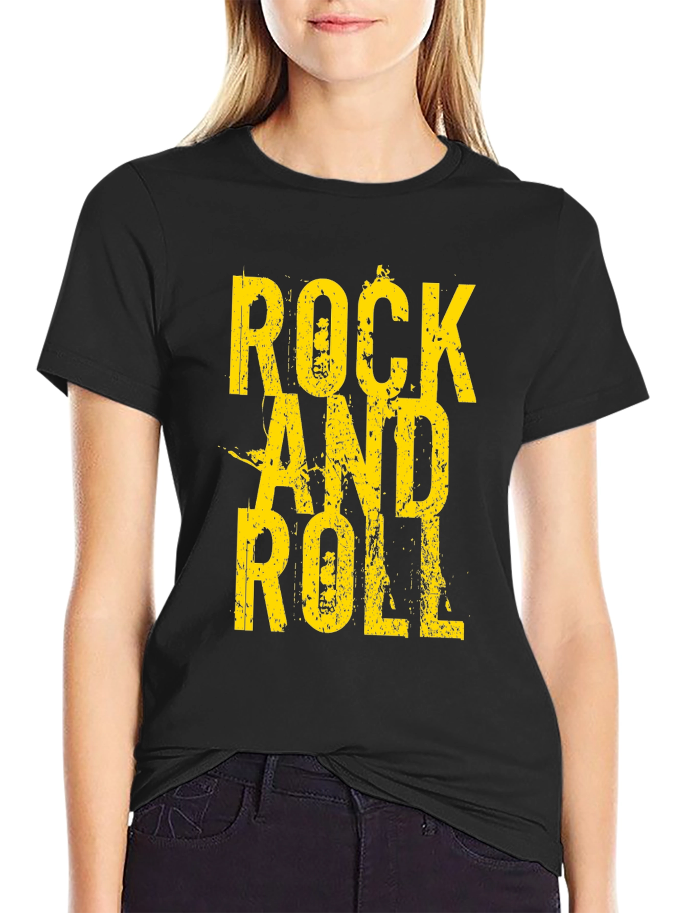 Rock and Roll Graphic Tee - Black Cotton T-Shirt