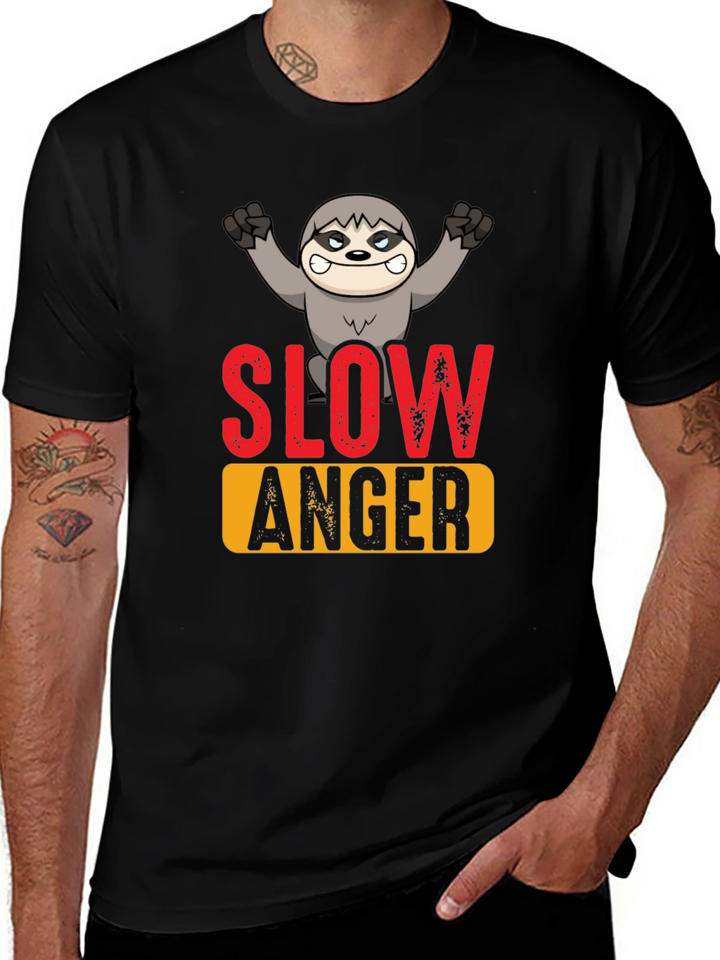 Slow Anger Sloth Graphic Tee - Funny Animal T-Shirt