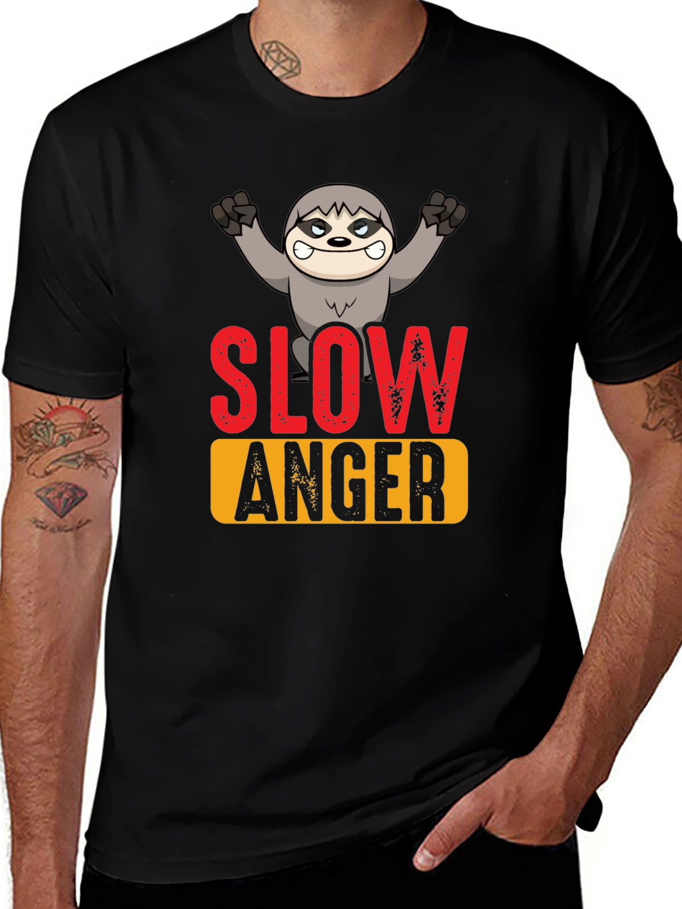 Slow Anger Sloth Graphic Tee - Funny Animal T-Shirt