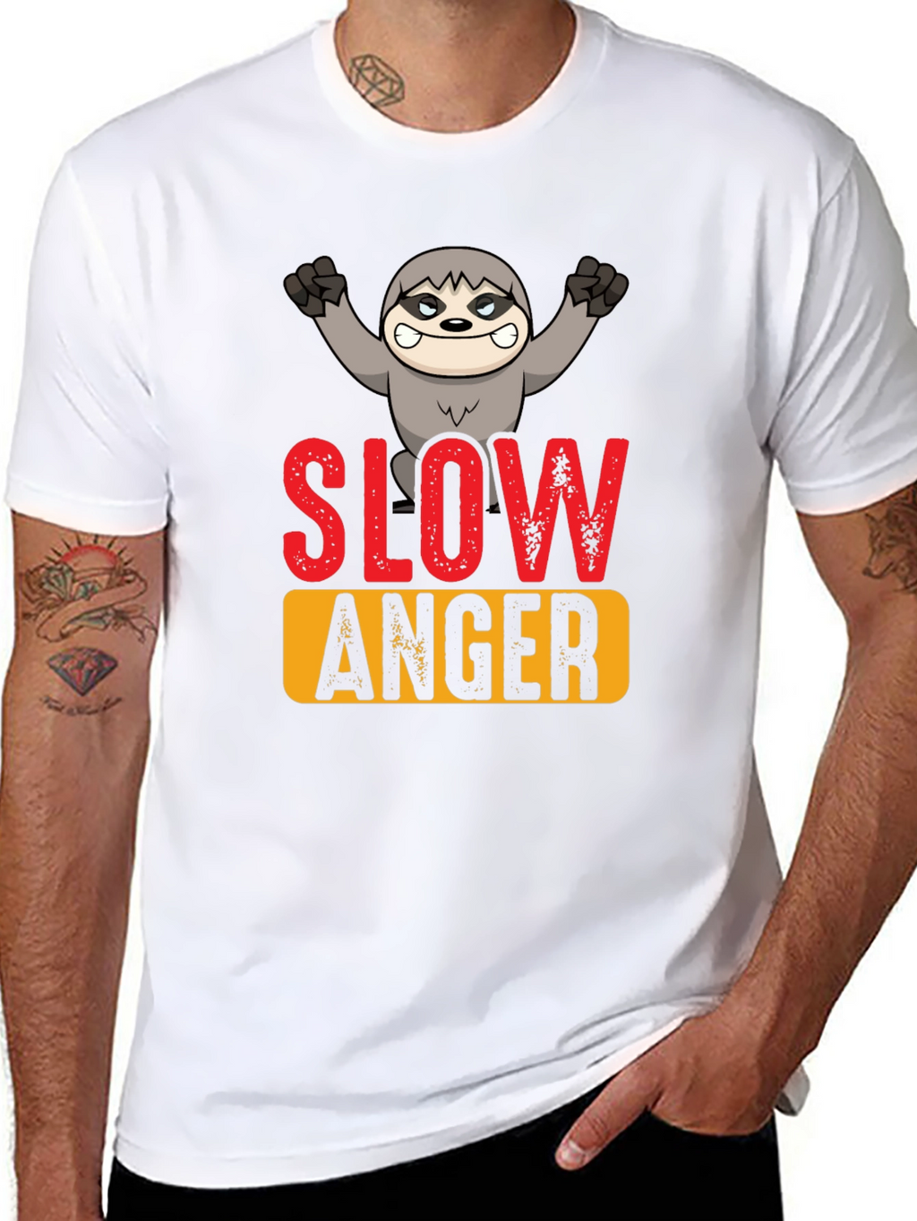Slow Anger Sloth Graphic Tee - Funny Animal T-Shirt