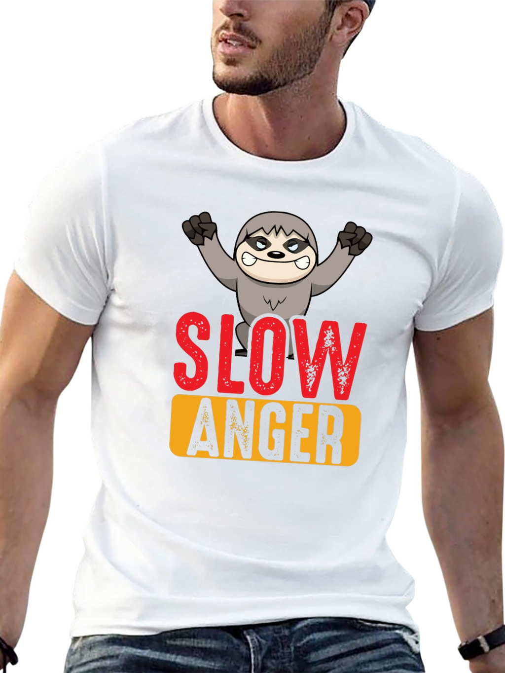 Slow Anger Sloth Graphic Tee - Funny Animal T-Shirt