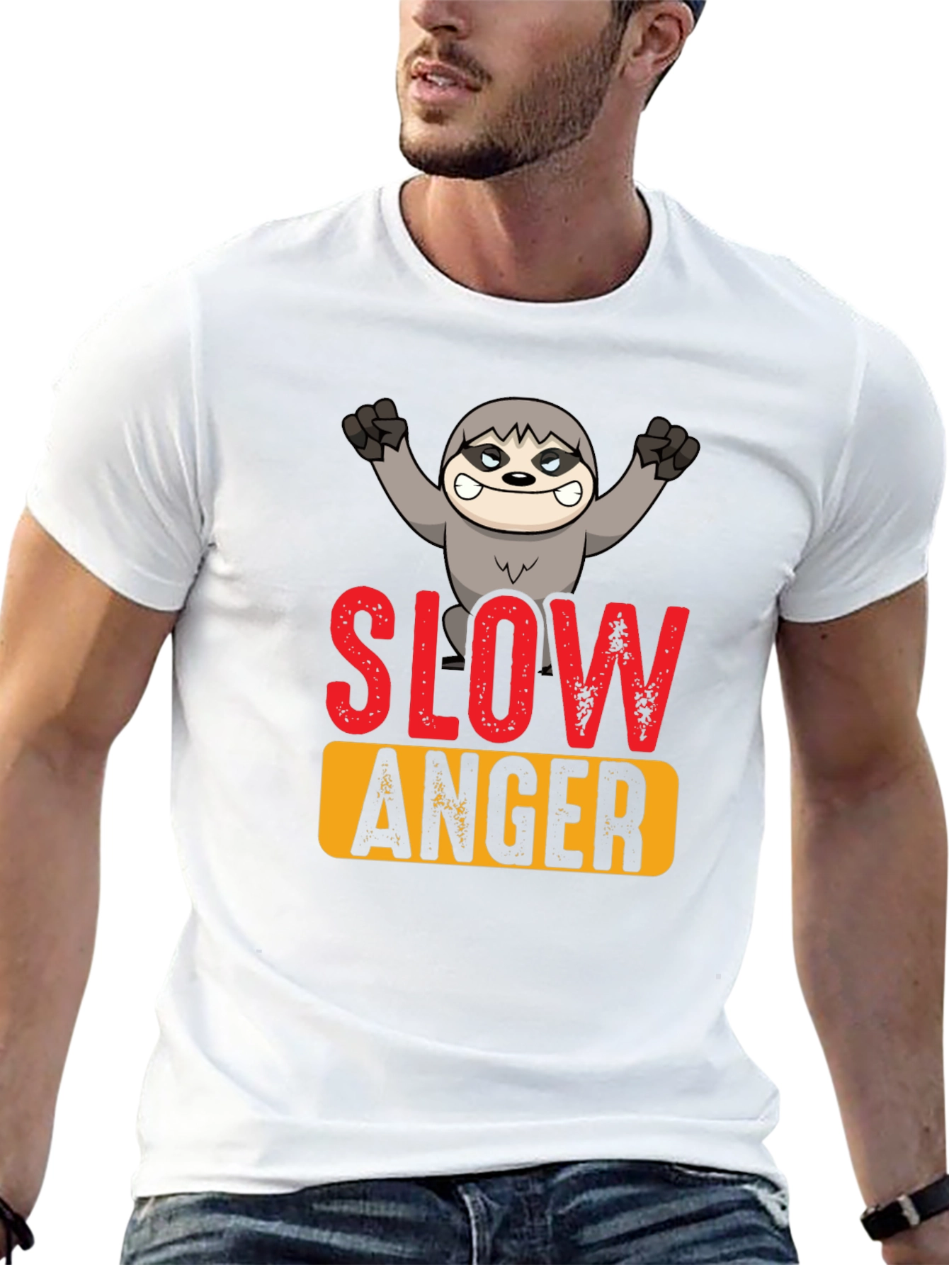 Slow Anger Sloth Graphic Tee - Funny Animal T-Shirt