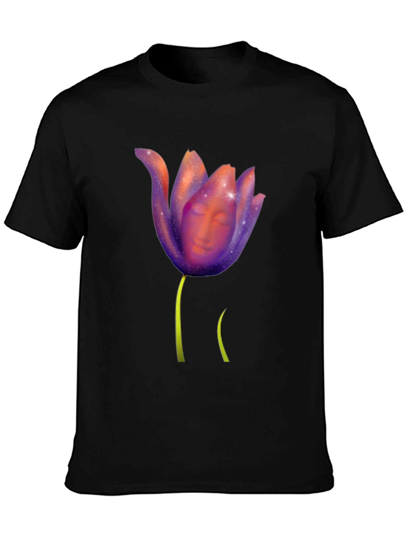 Floral Face Graphic Black Tee