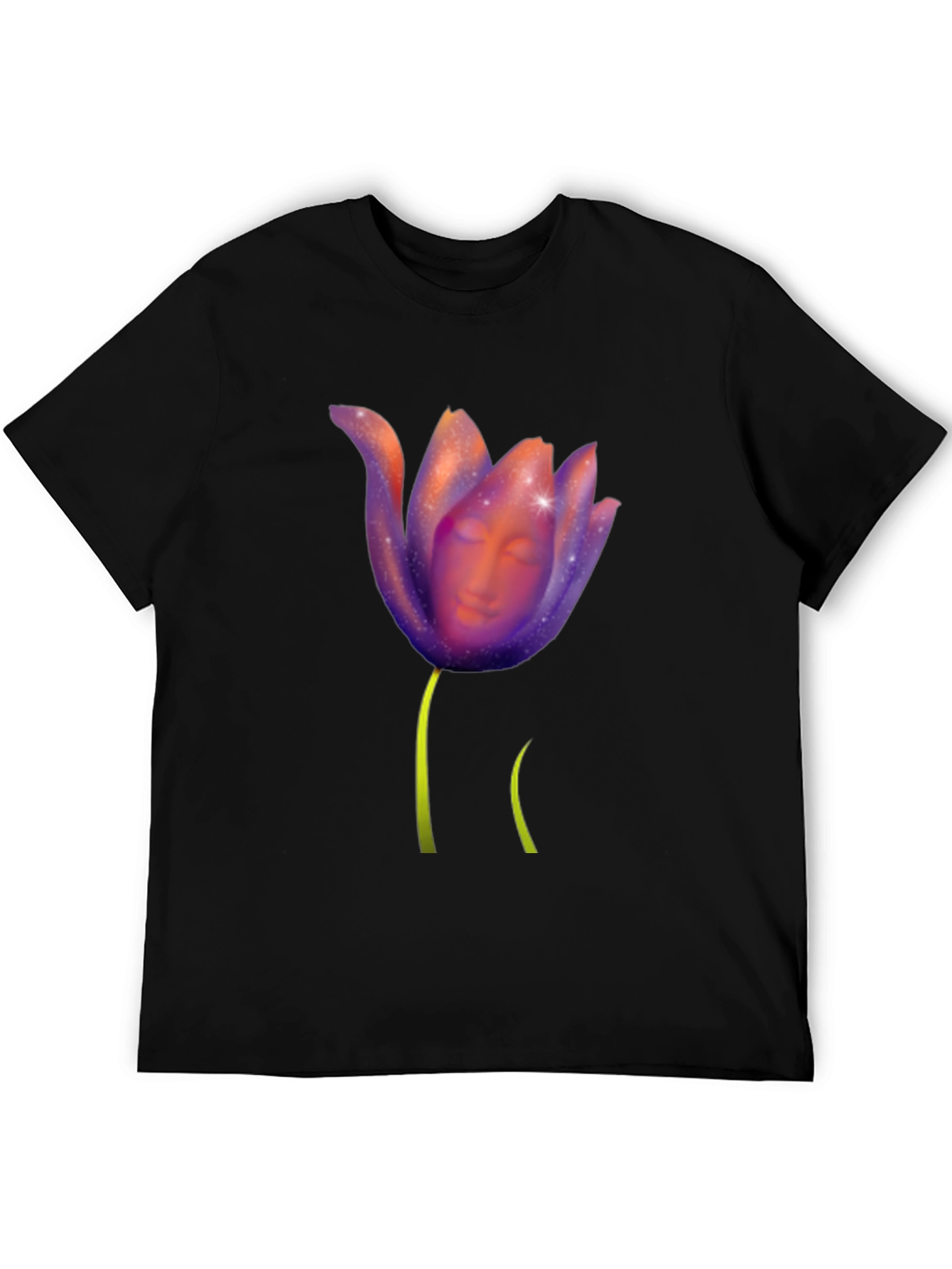 Floral Face Graphic Black Tee