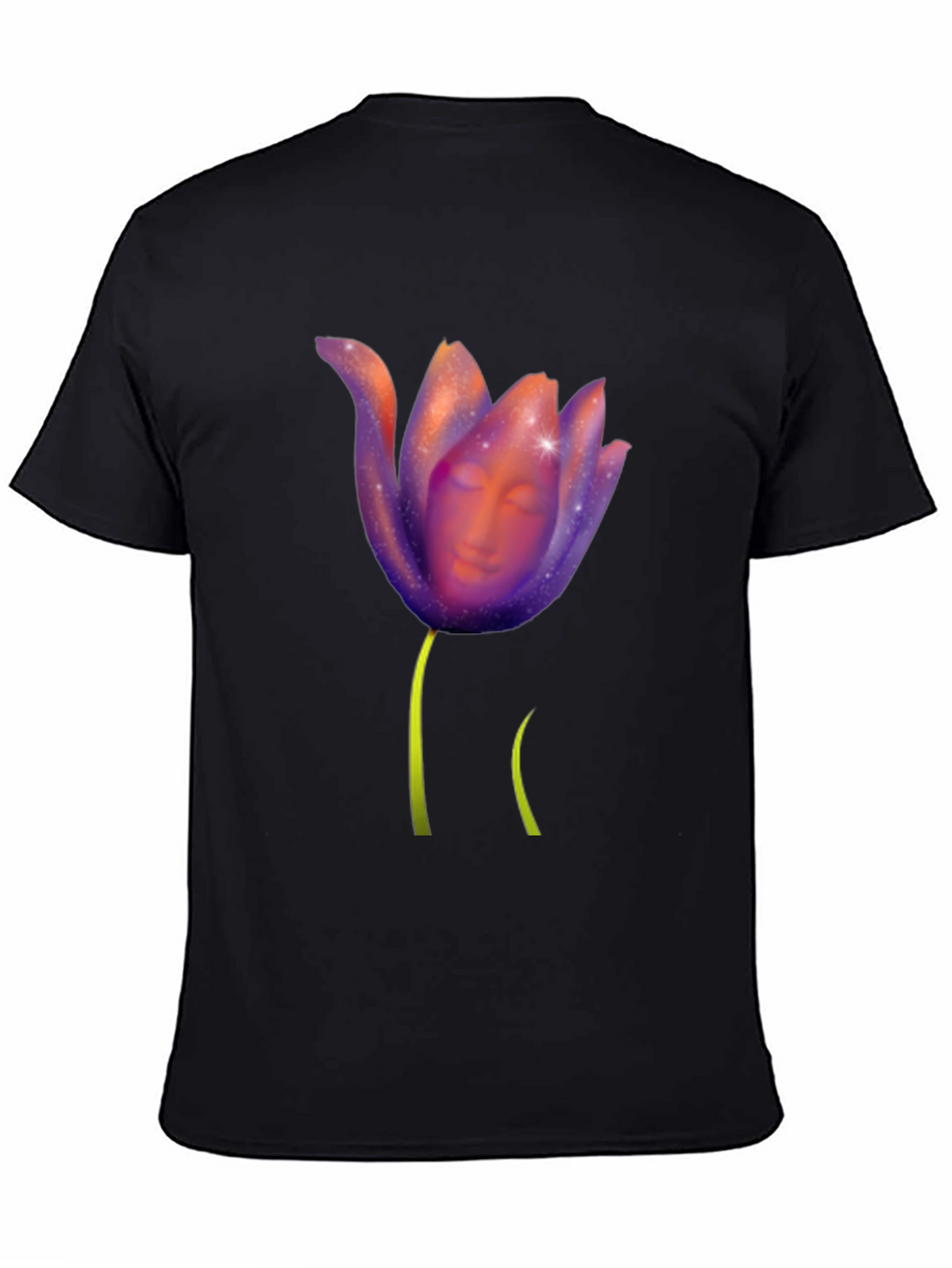 Floral Face Graphic Black Tee