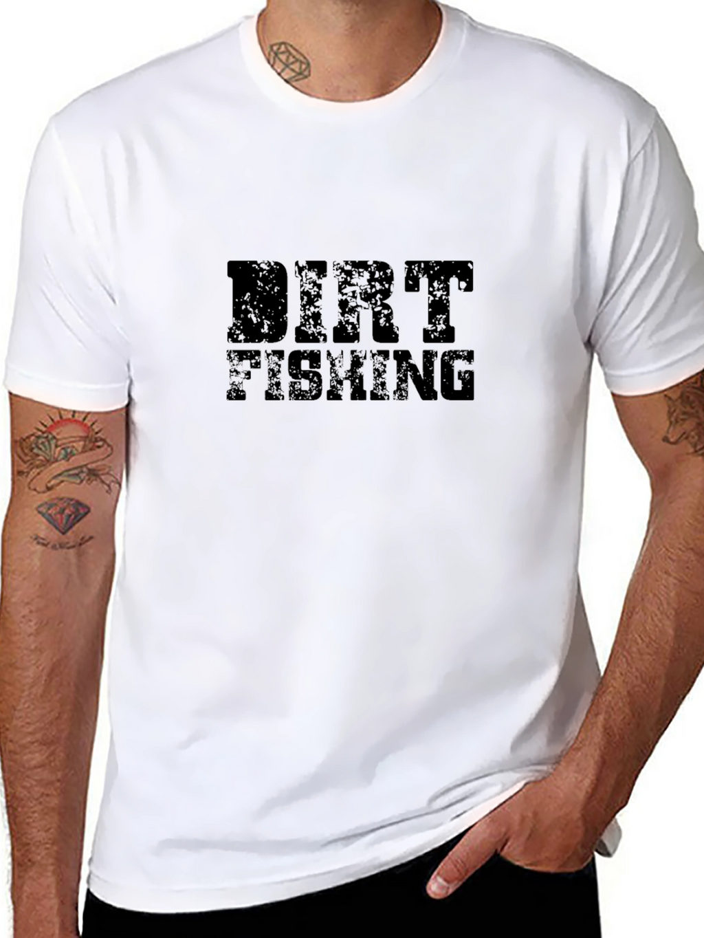 Dirt Fishing Graphic Tee - Black Cotton T-Shirt