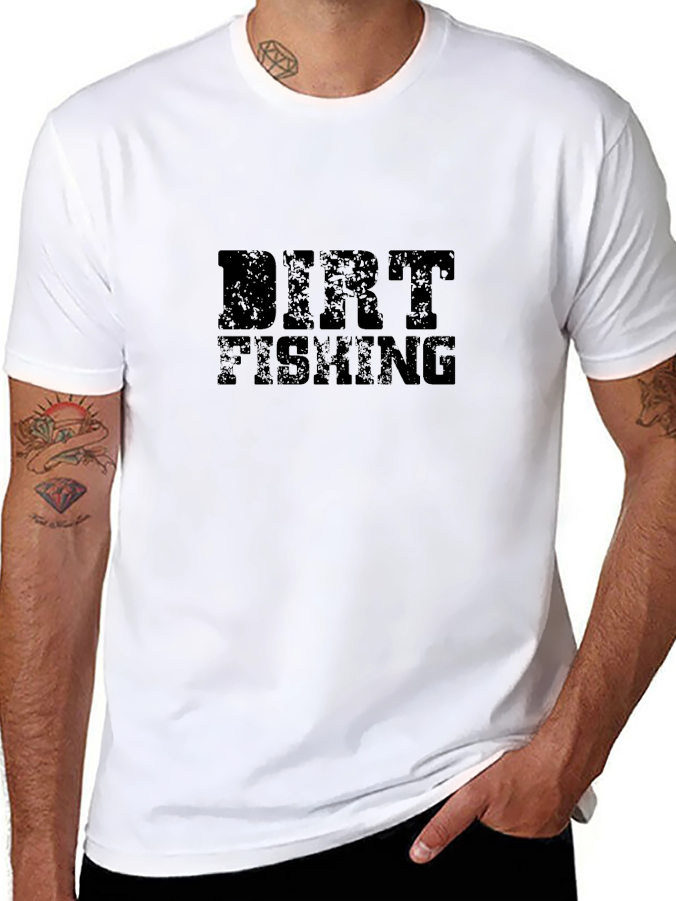 Dirt Fishing Graphic Tee - Black Cotton T-Shirt