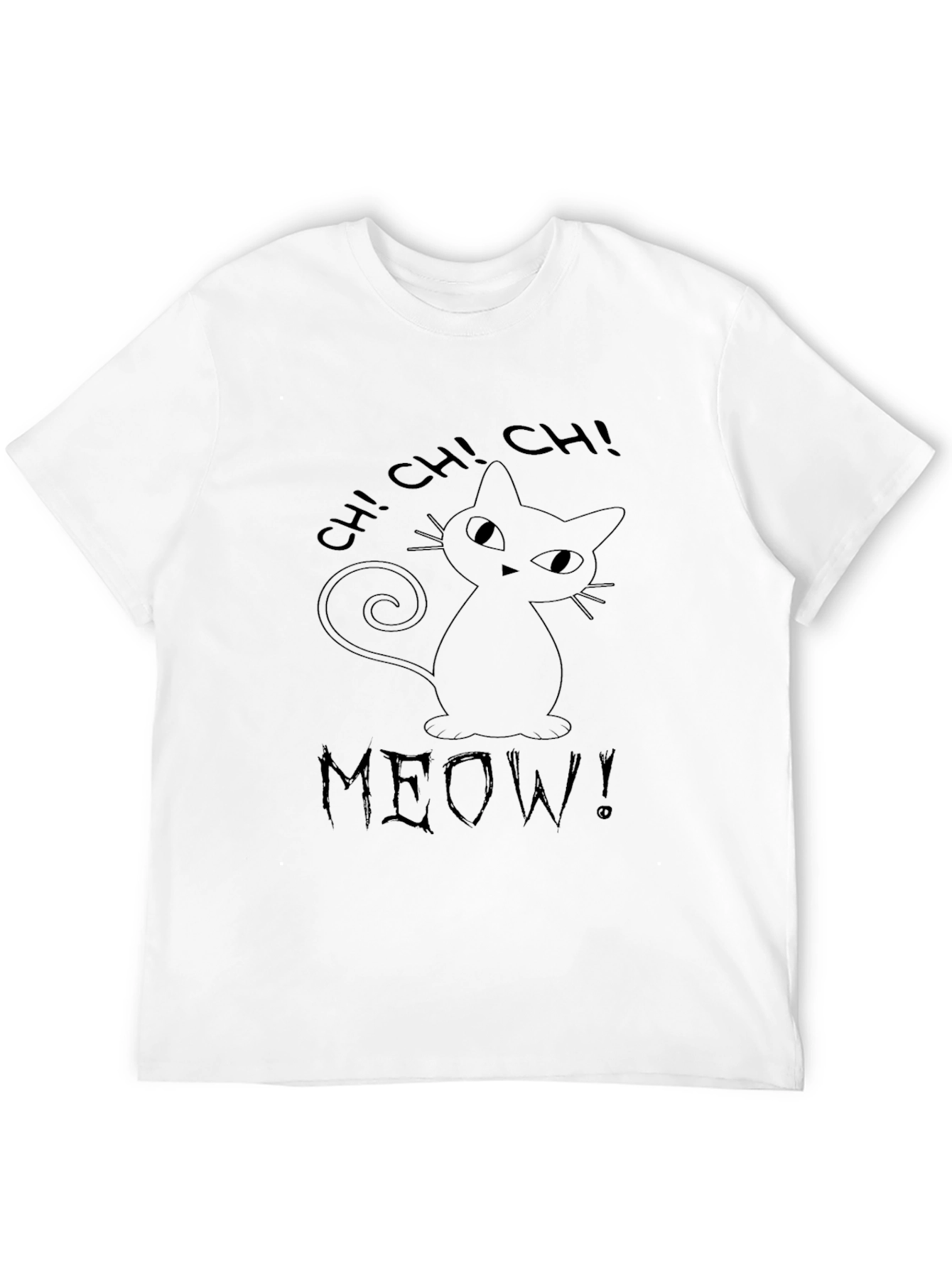 Whimsical Black Cat T-Shirt - CH! CH! MEOW!