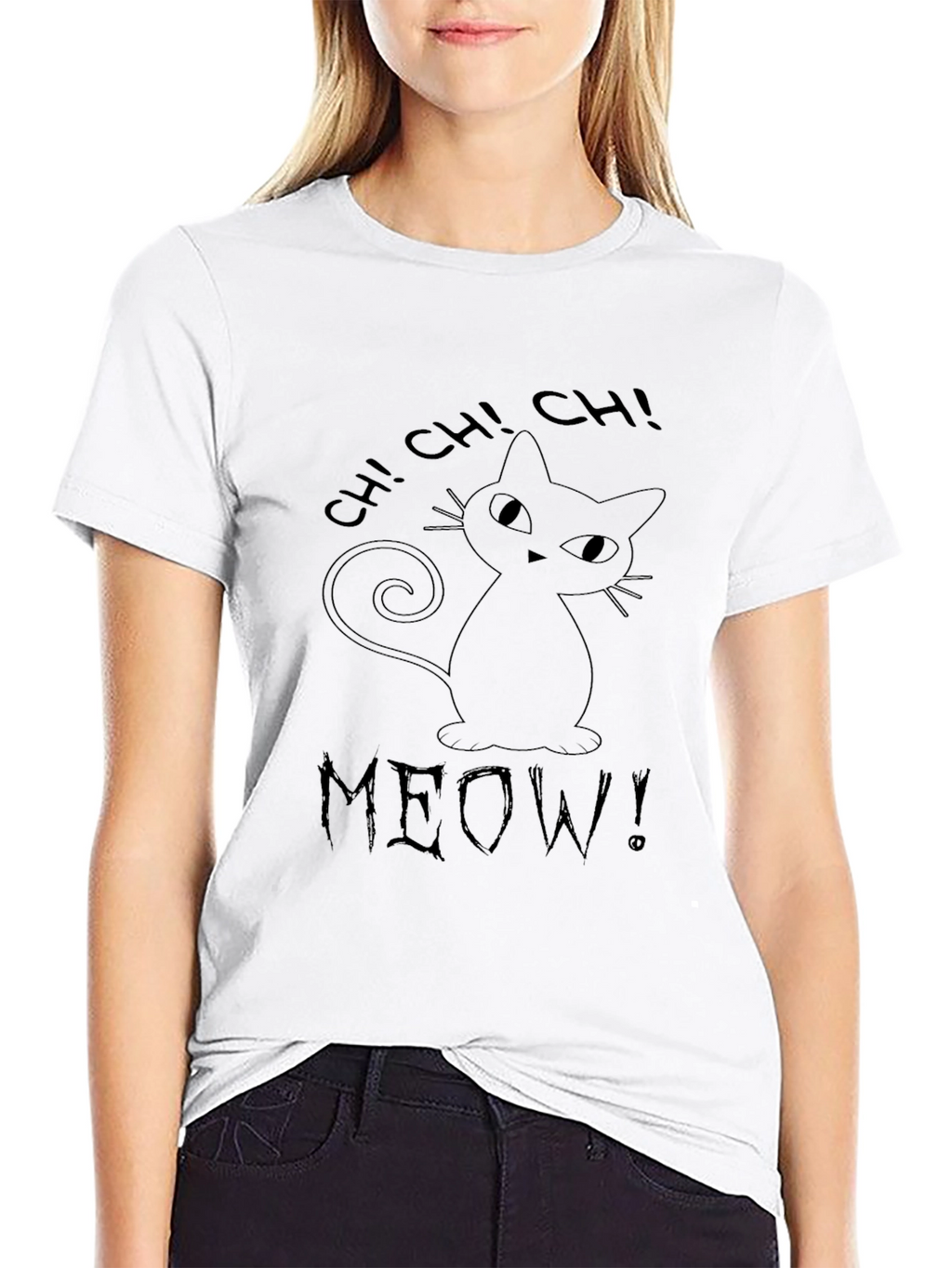 Whimsical Black Cat T-Shirt - CH! CH! MEOW!