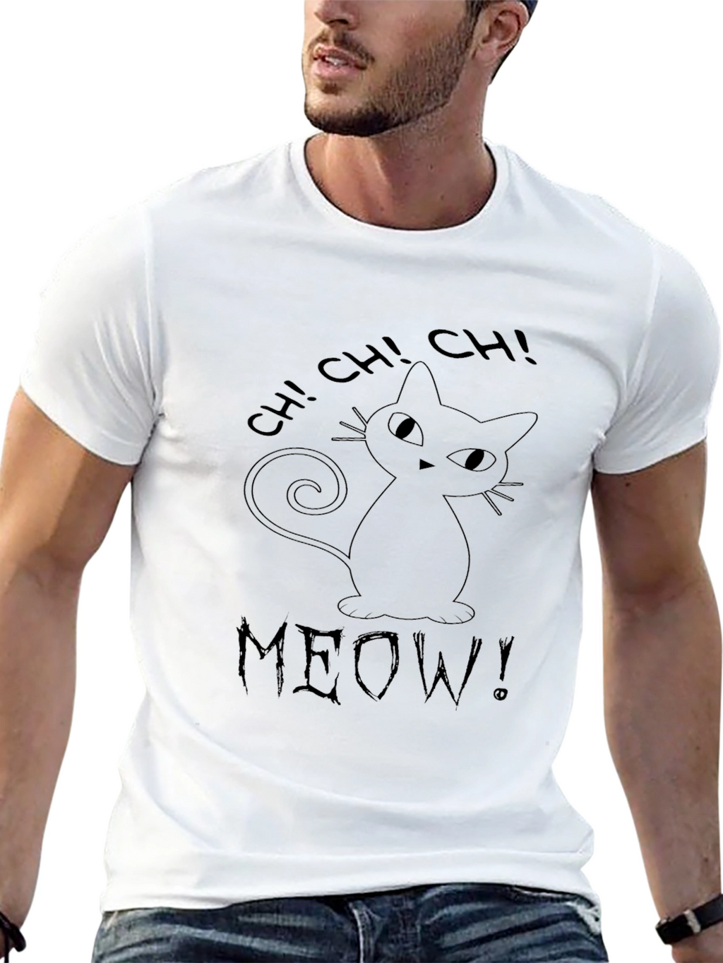 Whimsical Black Cat T-Shirt - CH! CH! MEOW!