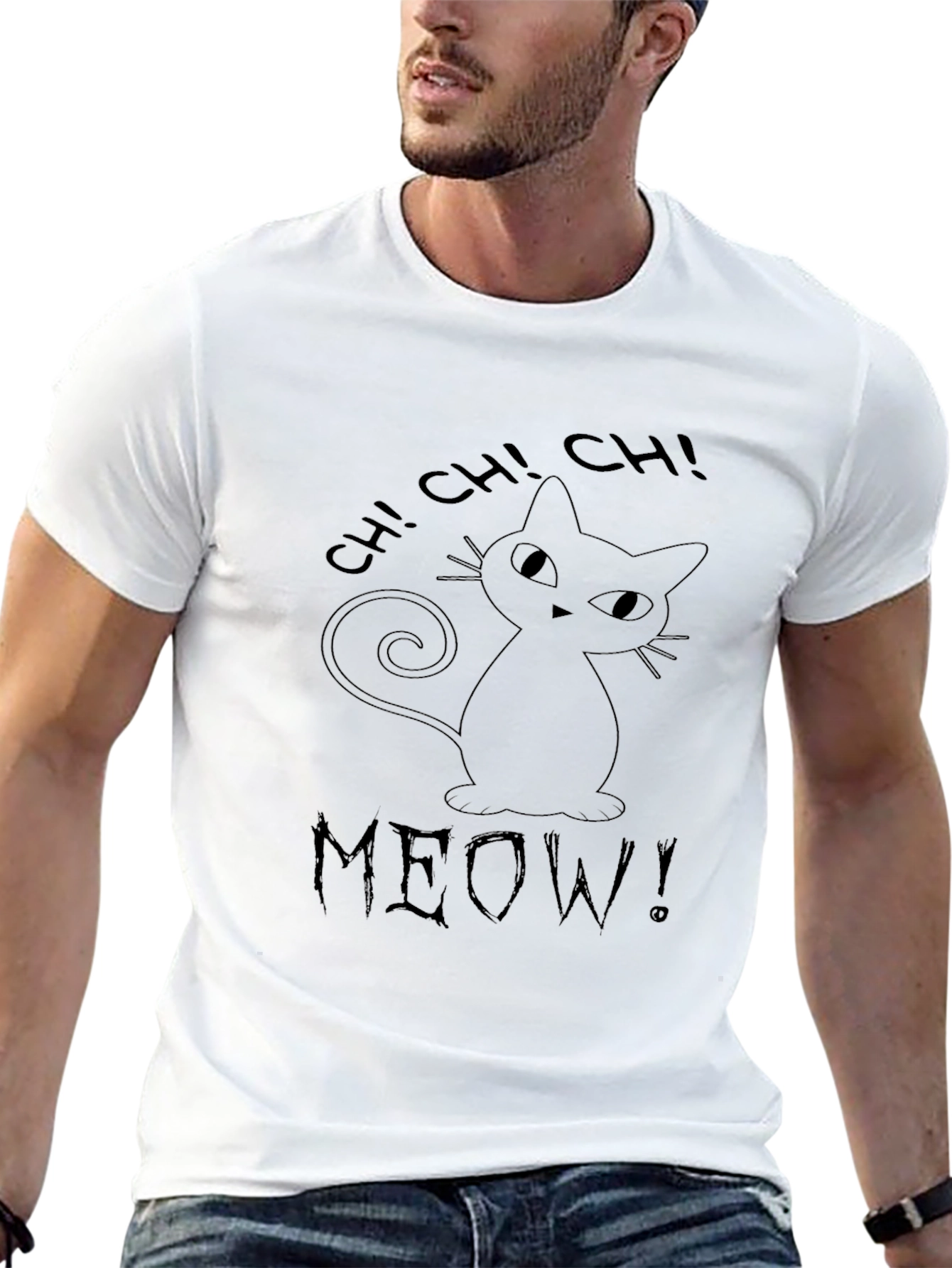 Whimsical Black Cat T-Shirt - CH! CH! MEOW!