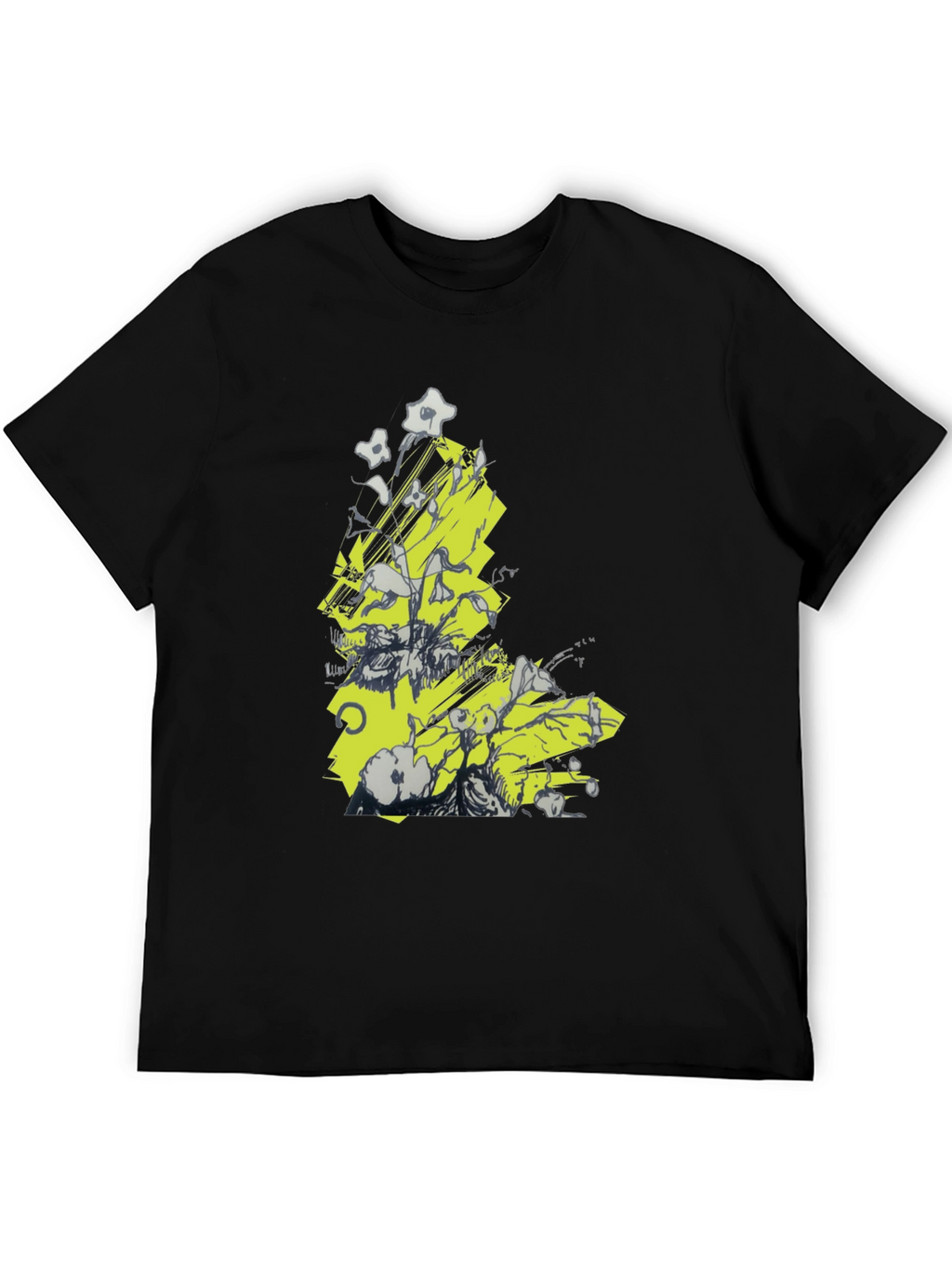 Abstract Graphic Tee - Black Cotton T-Shirt