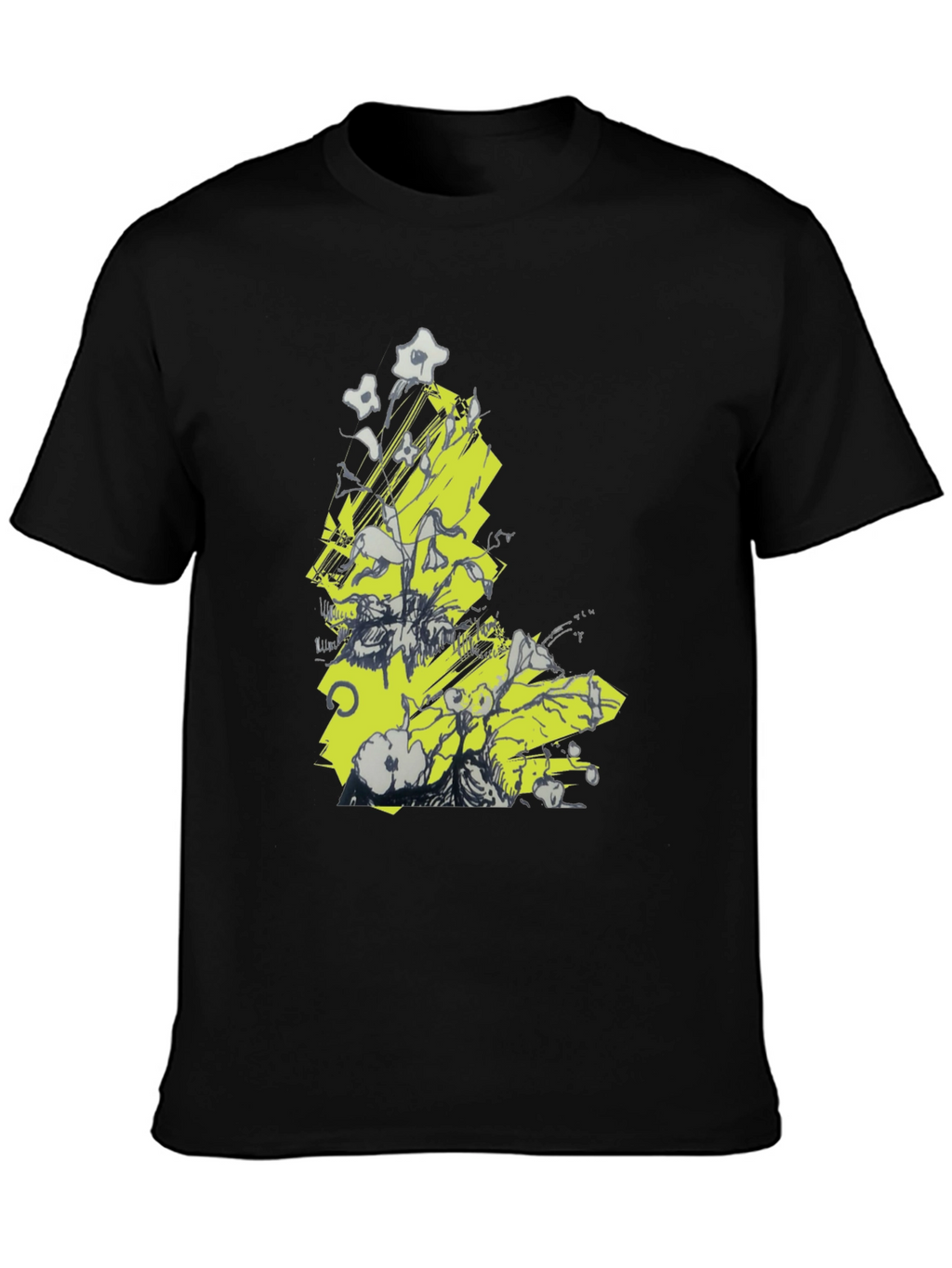 Abstract Graphic Tee - Black Cotton T-Shirt