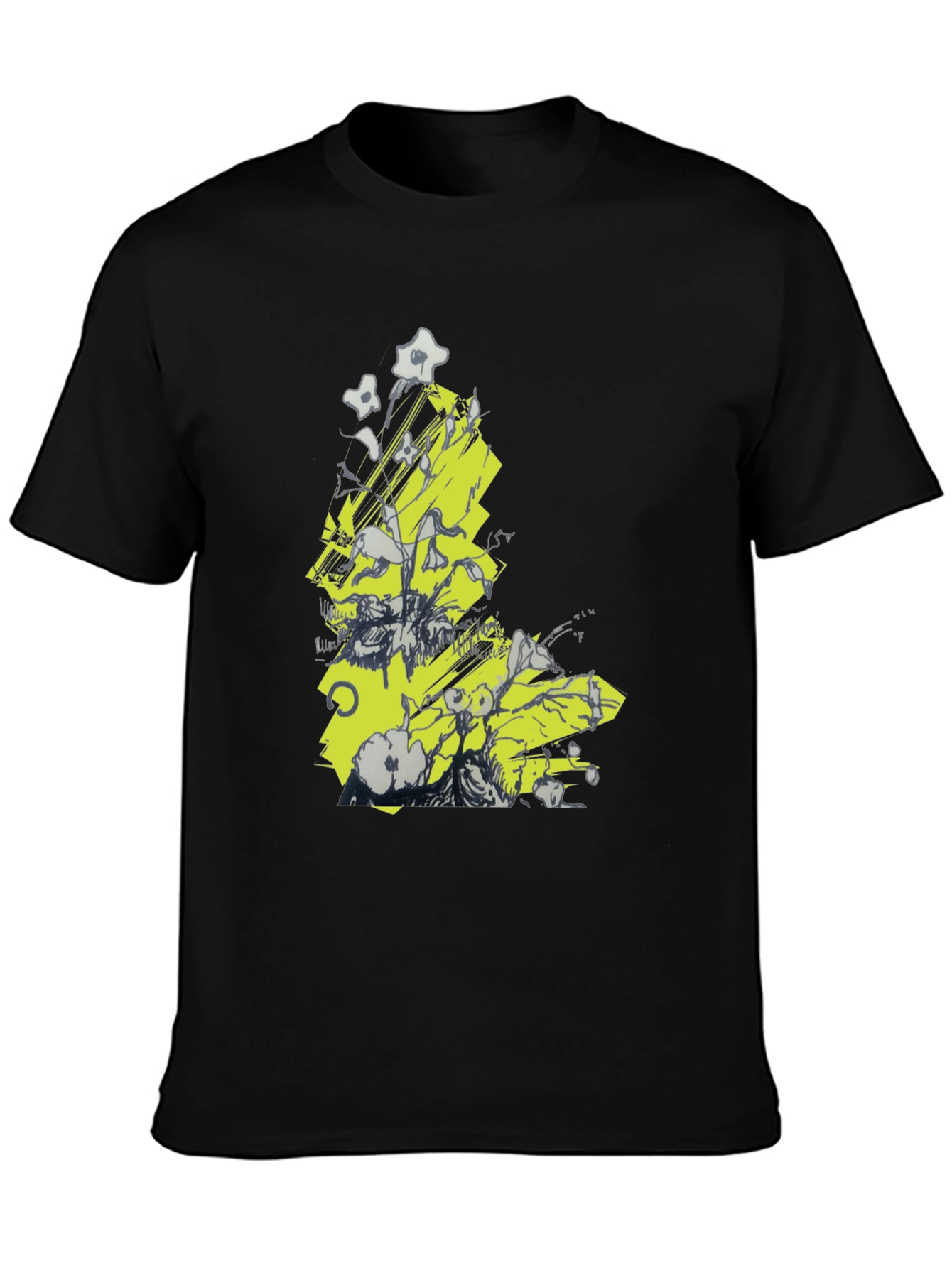 Abstract Graphic Tee - Black Cotton T-Shirt