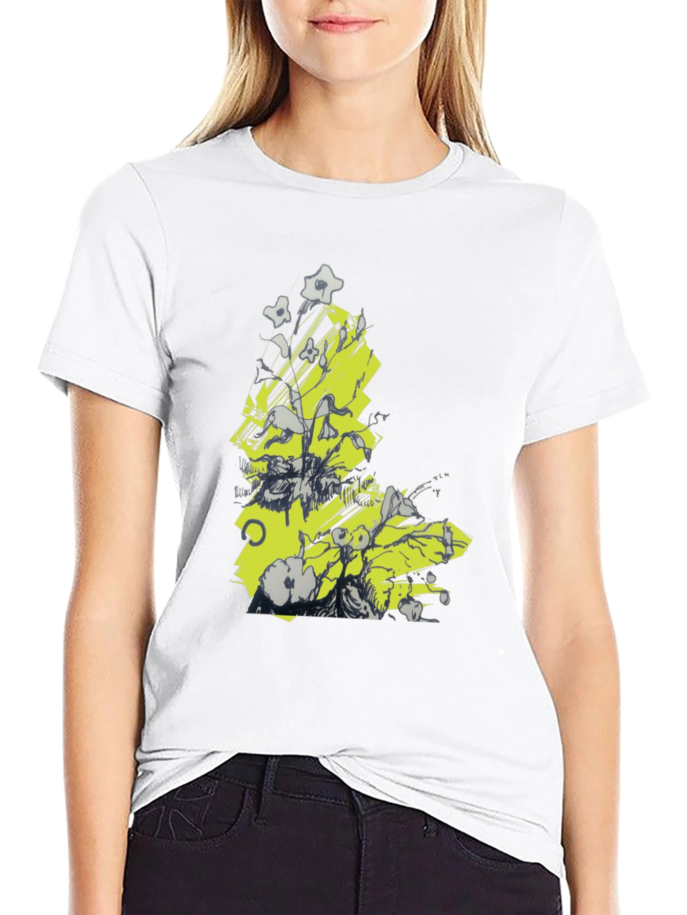 Abstract Graphic Tee - Black Cotton T-Shirt
